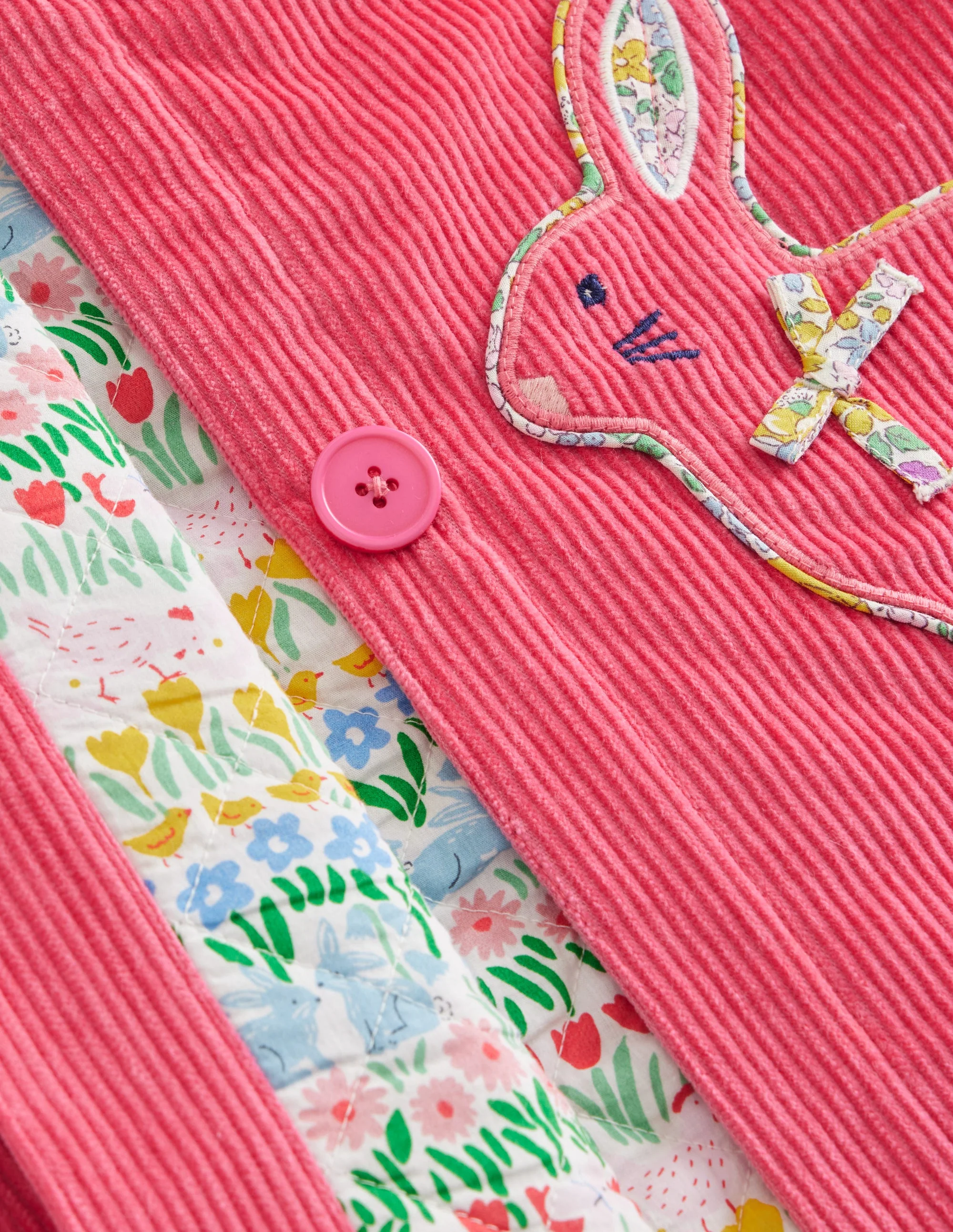 Collared Cord jacket-Rose Pink Bunnies - Image 3