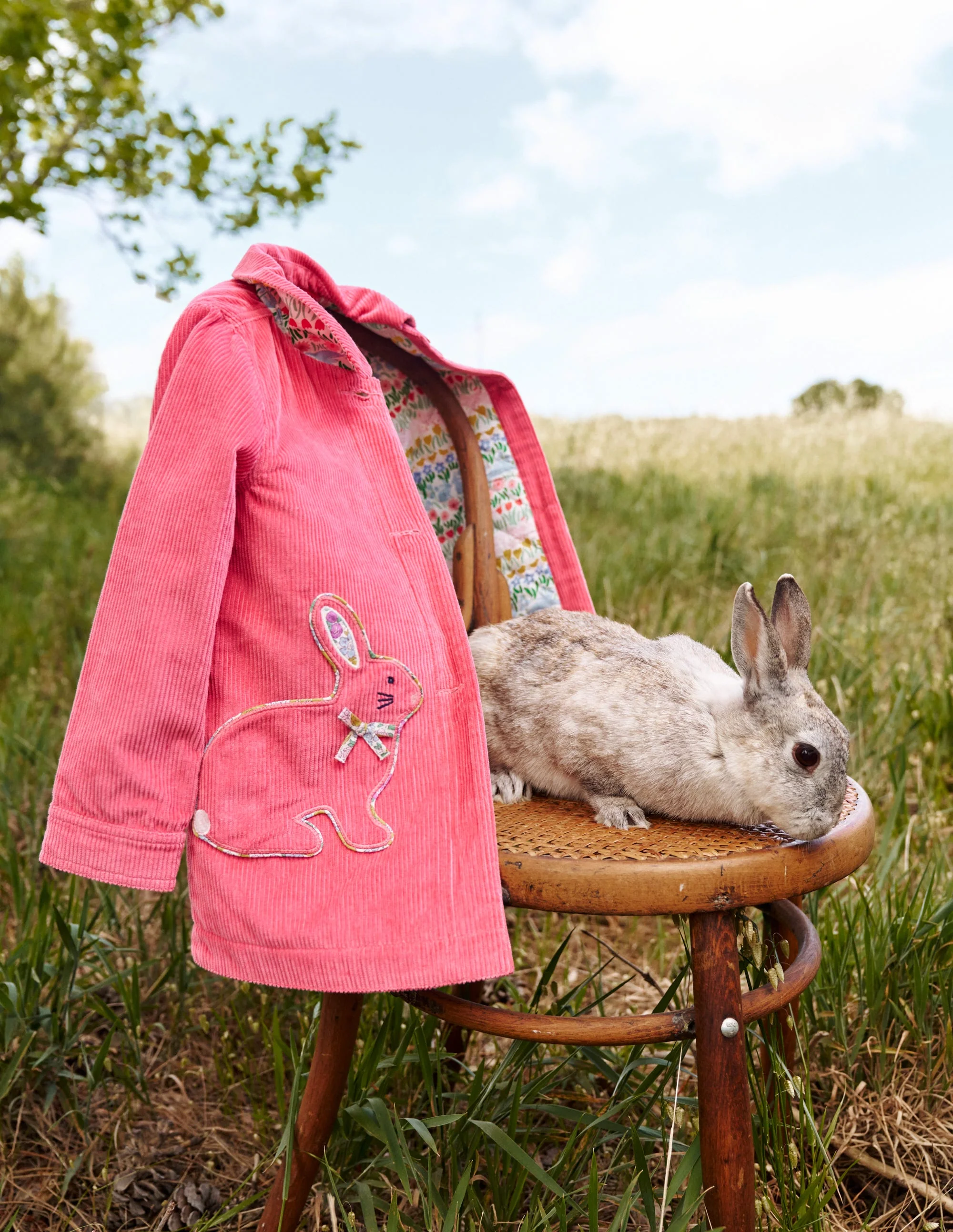 Collared Cord jacket-Rose Pink Bunnies - Image 4