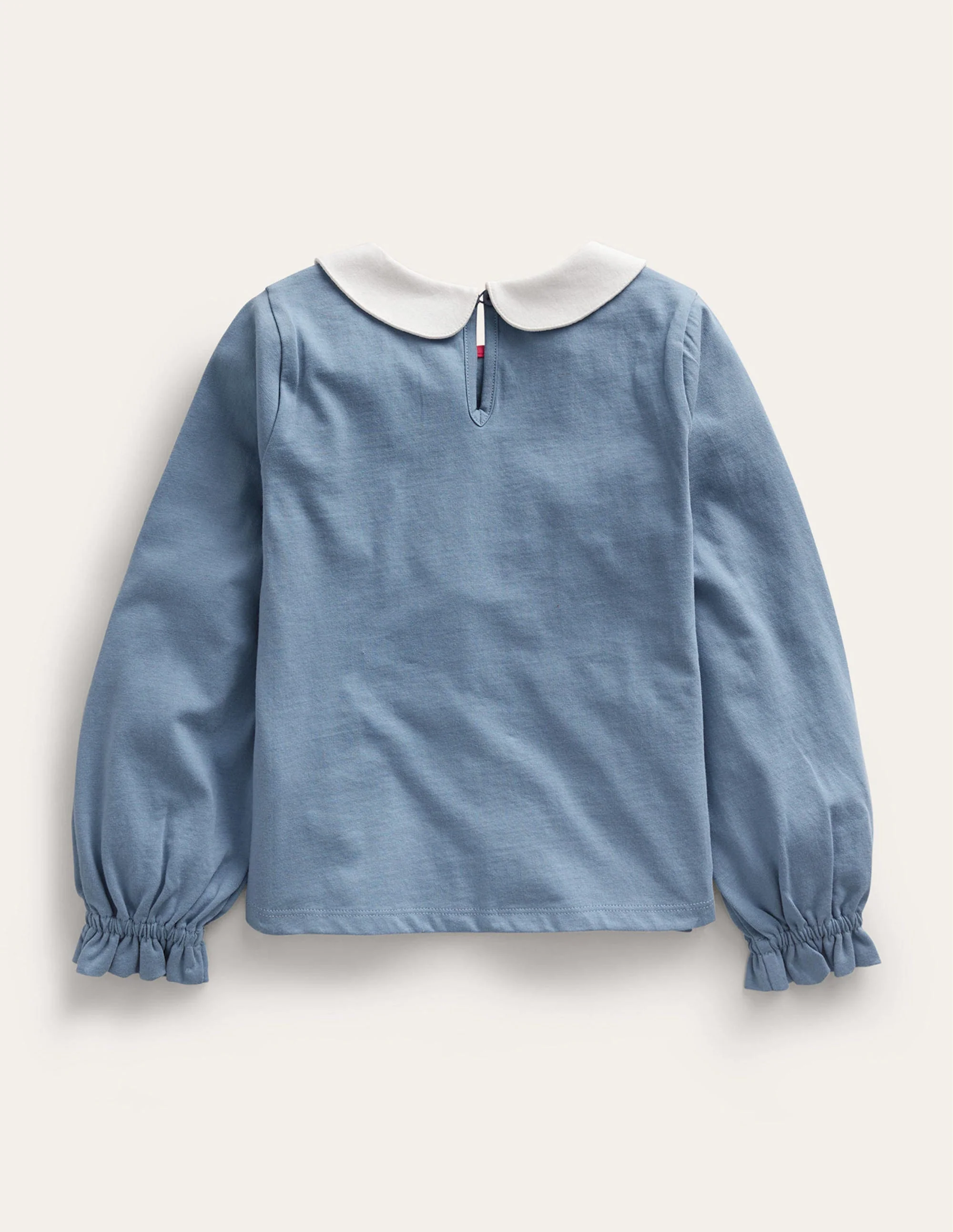 Collared Jersey Top-Pale Blue Flower - Image 2