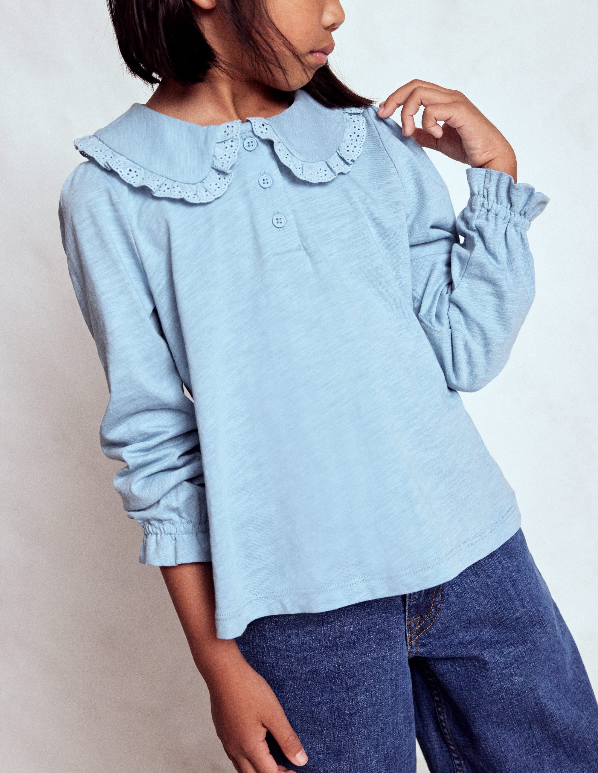 Collared Slub Top-Vintage Blue - Image 3