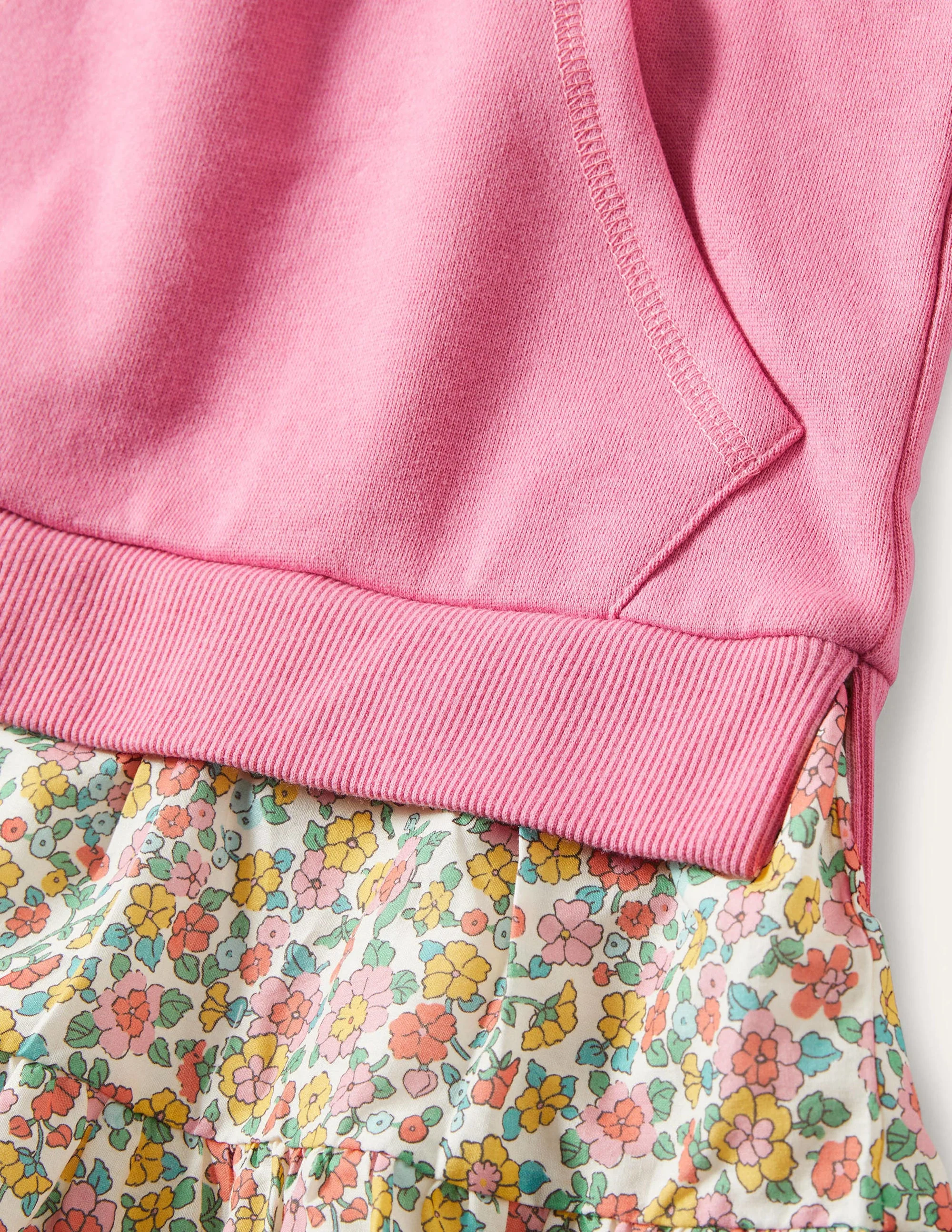 Cosy Hooded Sweat Dress-Pink Ditsy Floral - Image 3