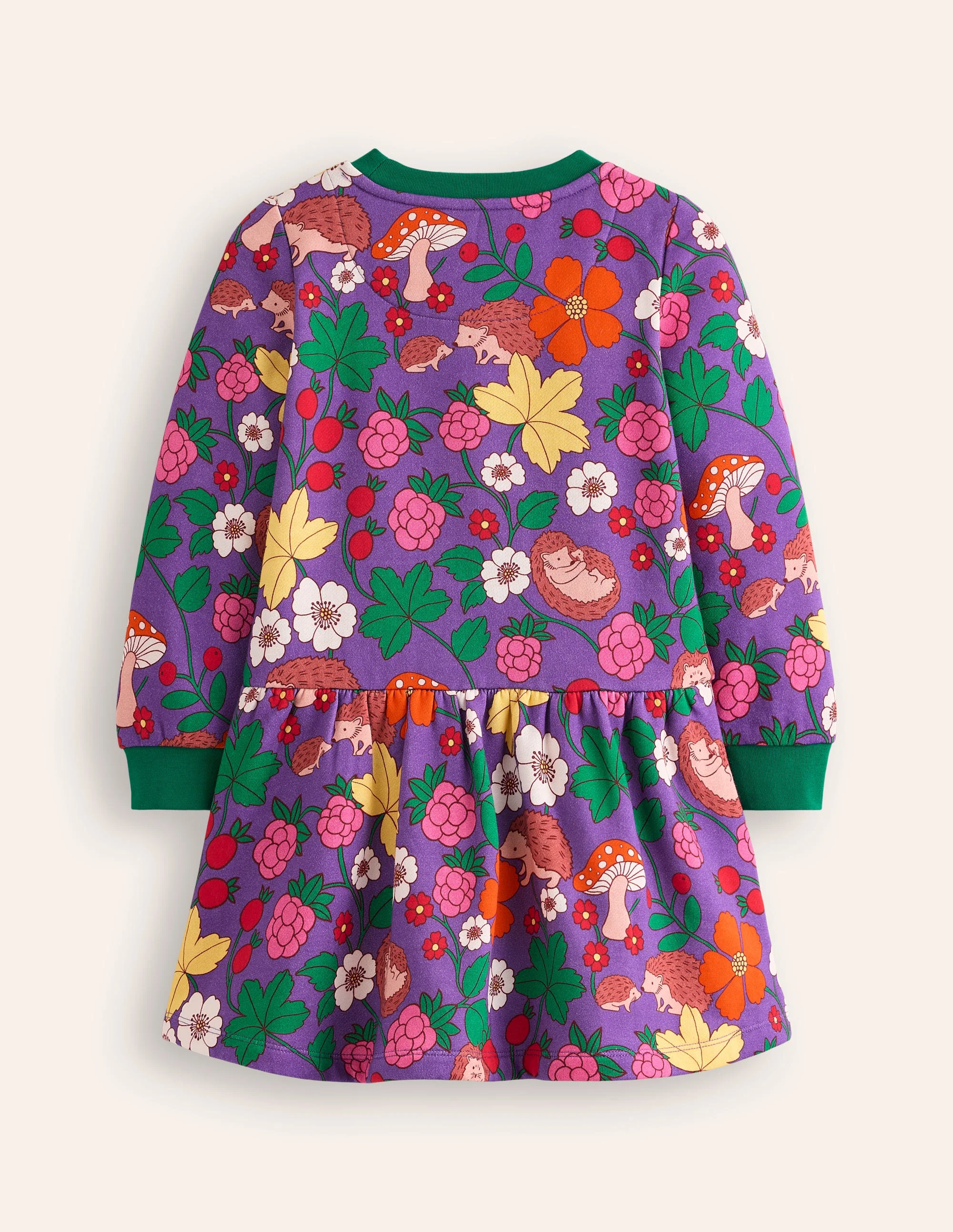 Cosy Printed Sweatshirt Dress-Purple Topaz Hedgehogs - Image 2