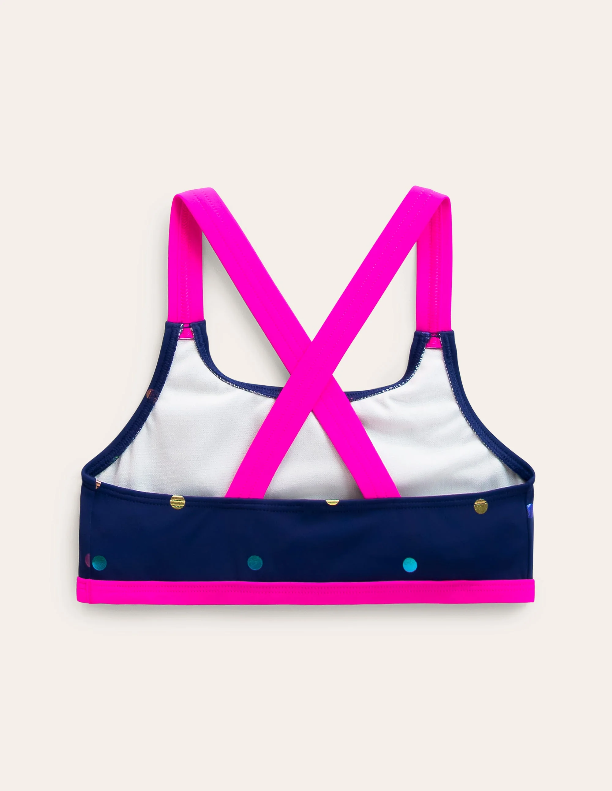 Cross Back Bikini Top-Rainbow Foil Confetti Spot - Image 2