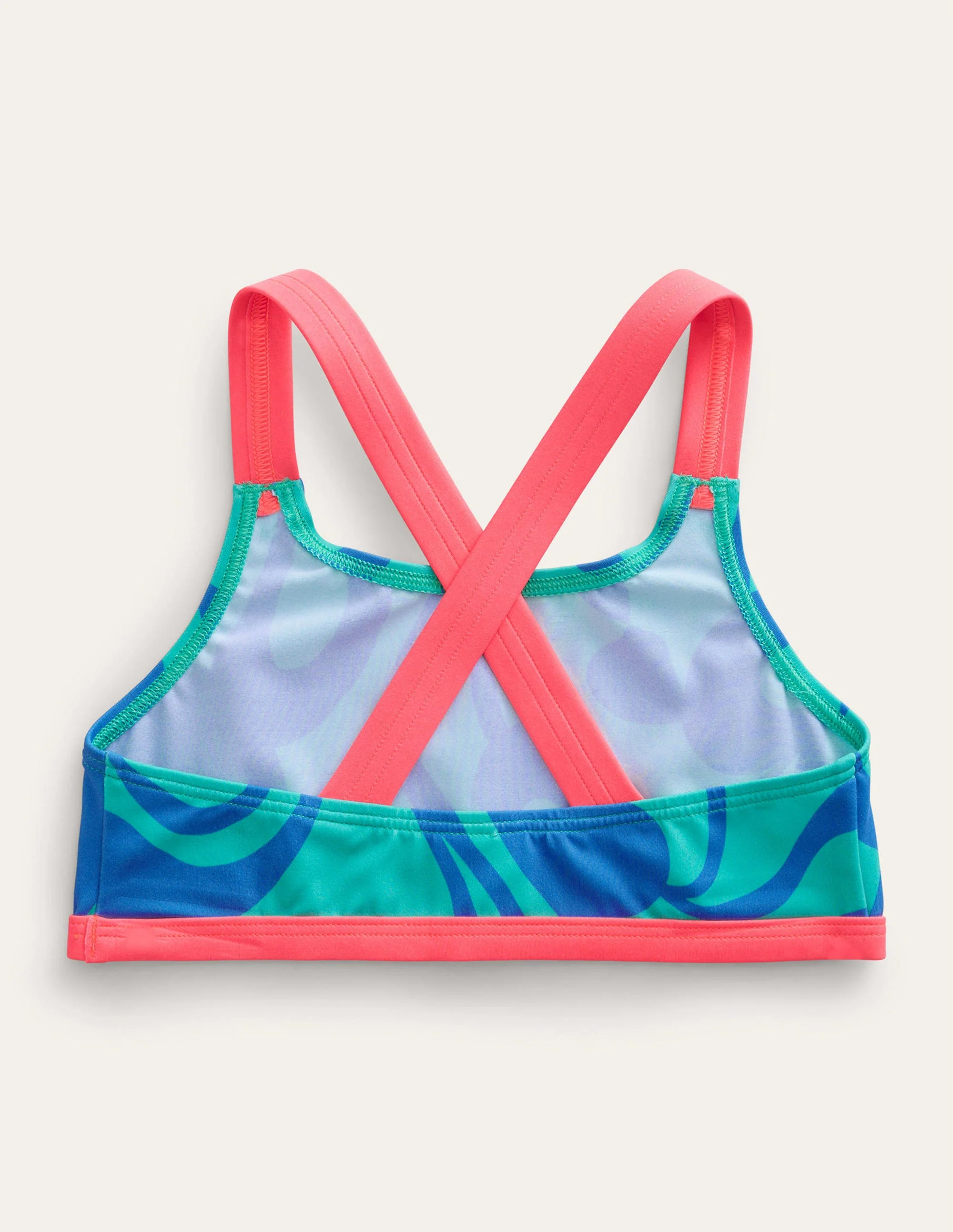 Cross Back Bikini Top-Tropical Green Summer Stencil - Image 2