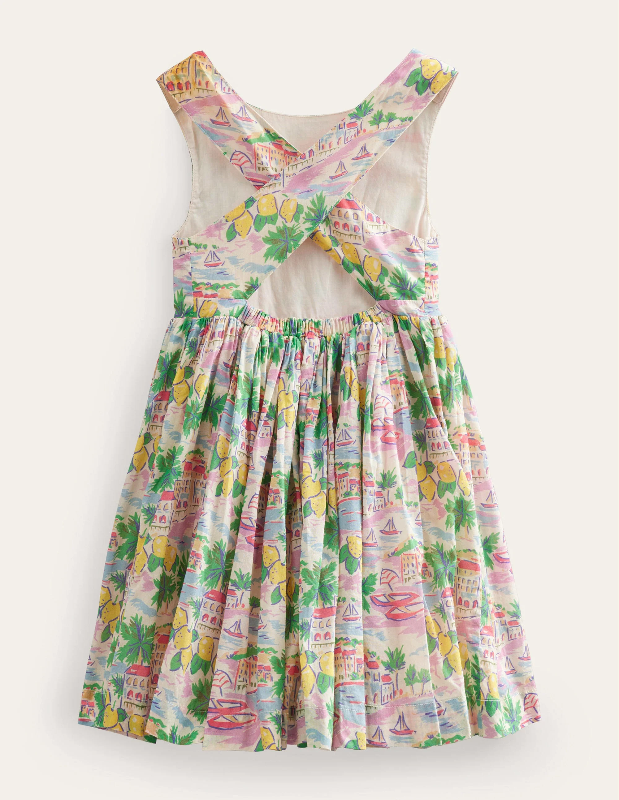 Cross-Back Dress-Multi Scene Print - Image 2