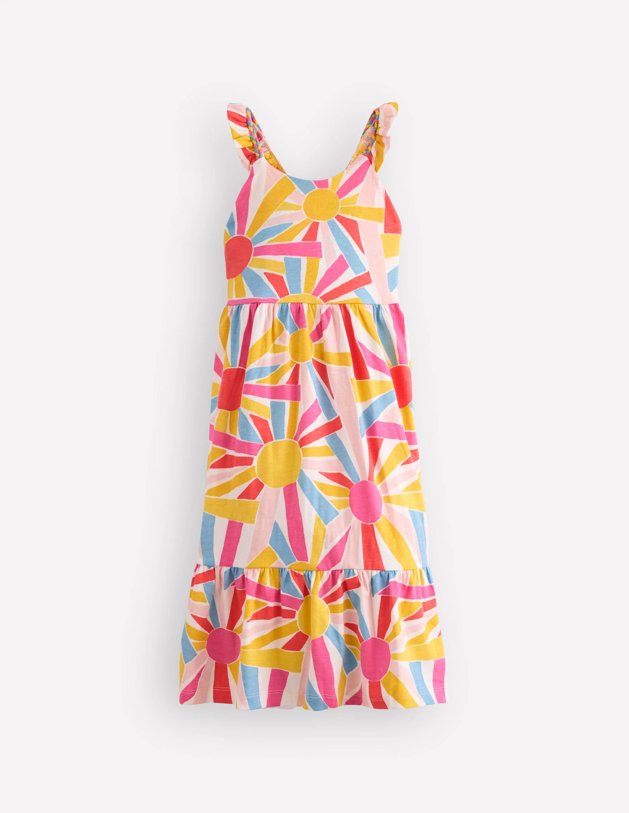 Cross-back Midi Jersey Dress-Soft Ivory Small Sunburst - Image 2