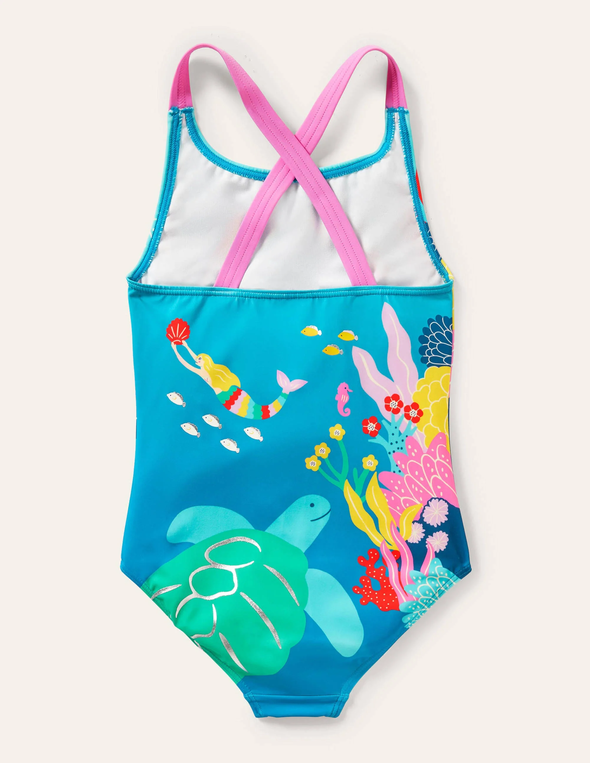 Cross-back Printed Swimsuit-Bright Marina Mermaid - Image 2