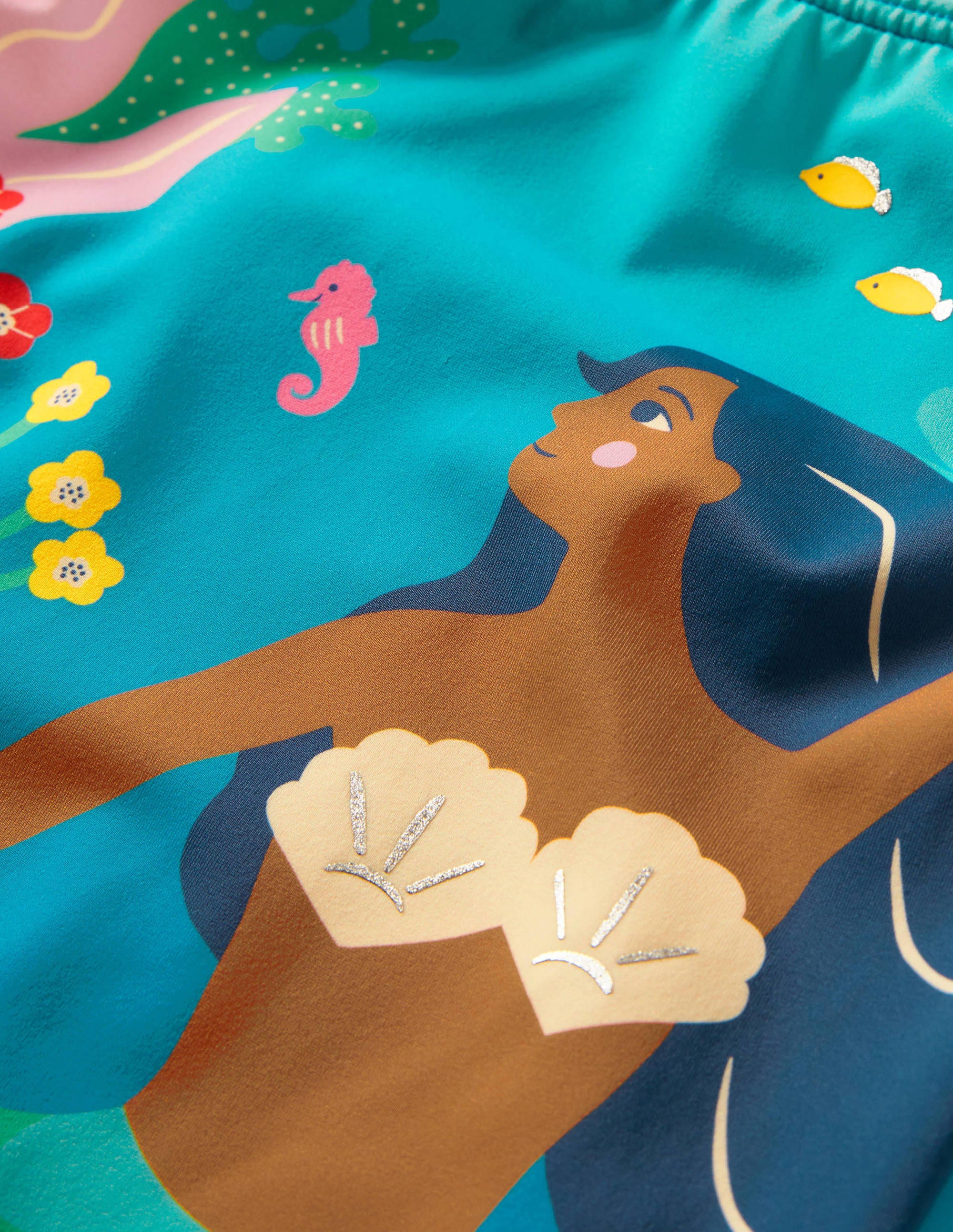 Cross-back Printed Swimsuit-Bright Marina Mermaid - Image 3