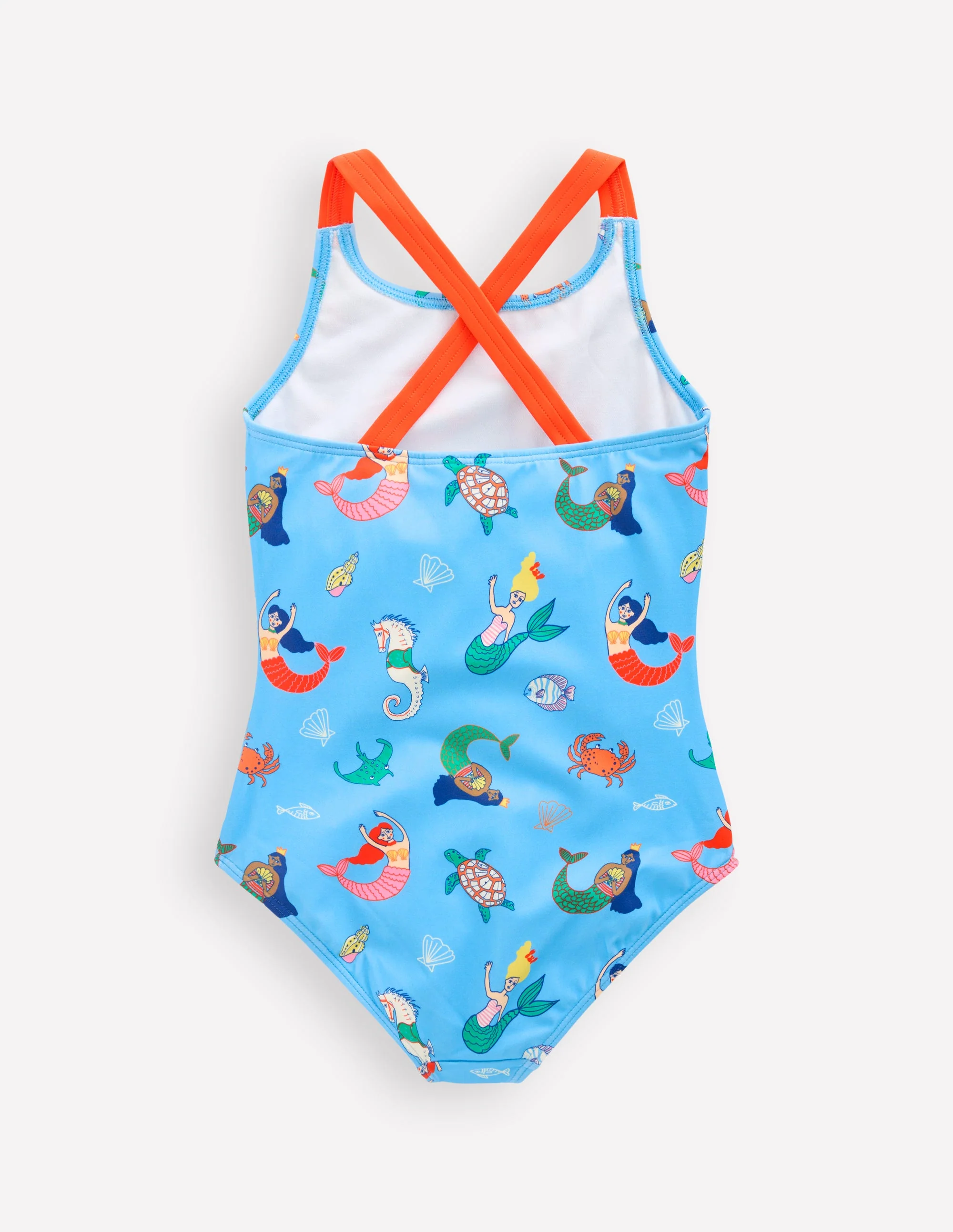 Cross-Back Printed Swimsuit-Cabana Blue Mermaids - Image 2