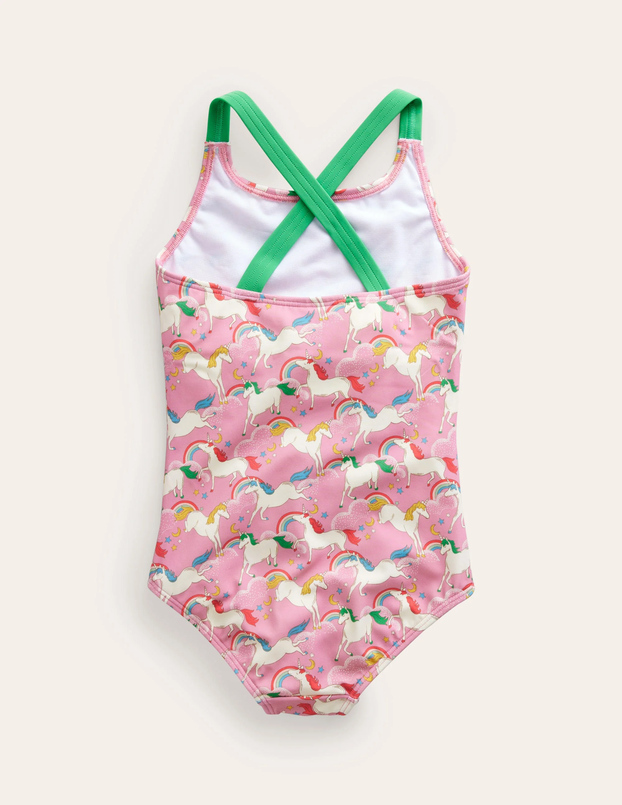 Cross-back Printed Swimsuit-Formica Pink Unicorns - Image 2