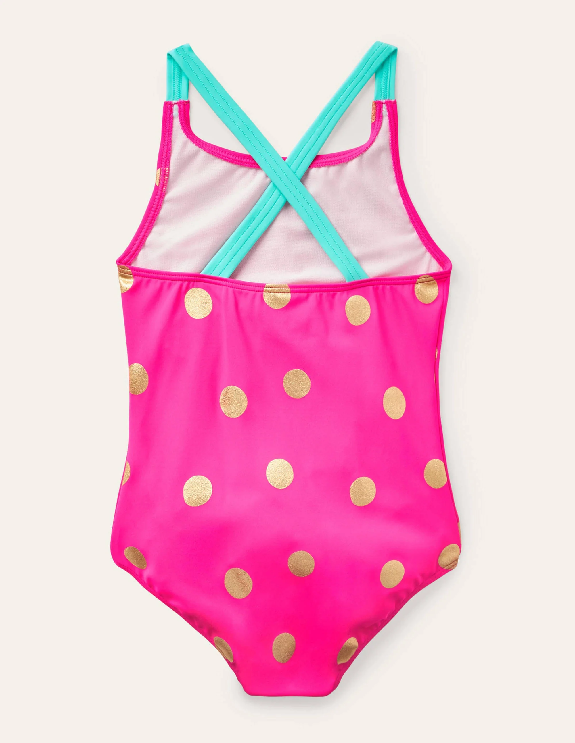 Cross-back Printed Swimsuit-Fuchsia Pink Foil Spot - Image 2
