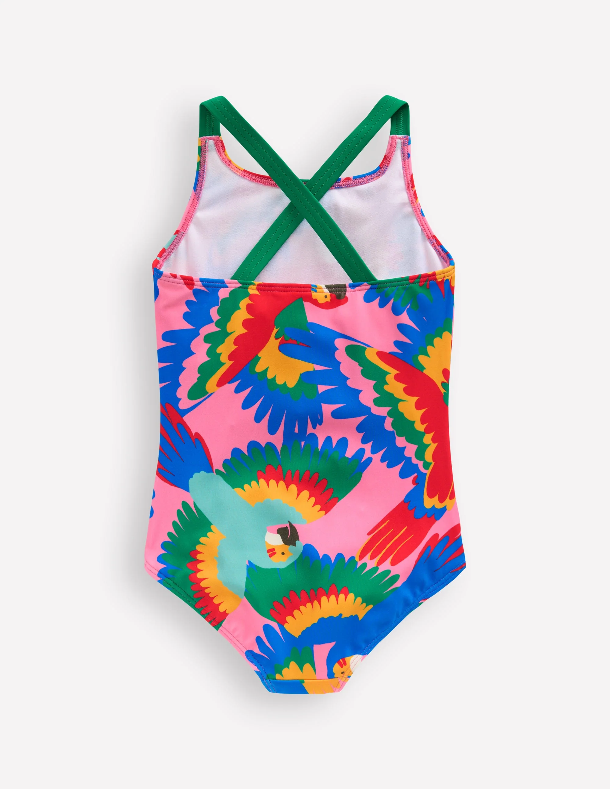 Cross-back Printed Swimsuit-Multi Rainbow Parrot - Image 2