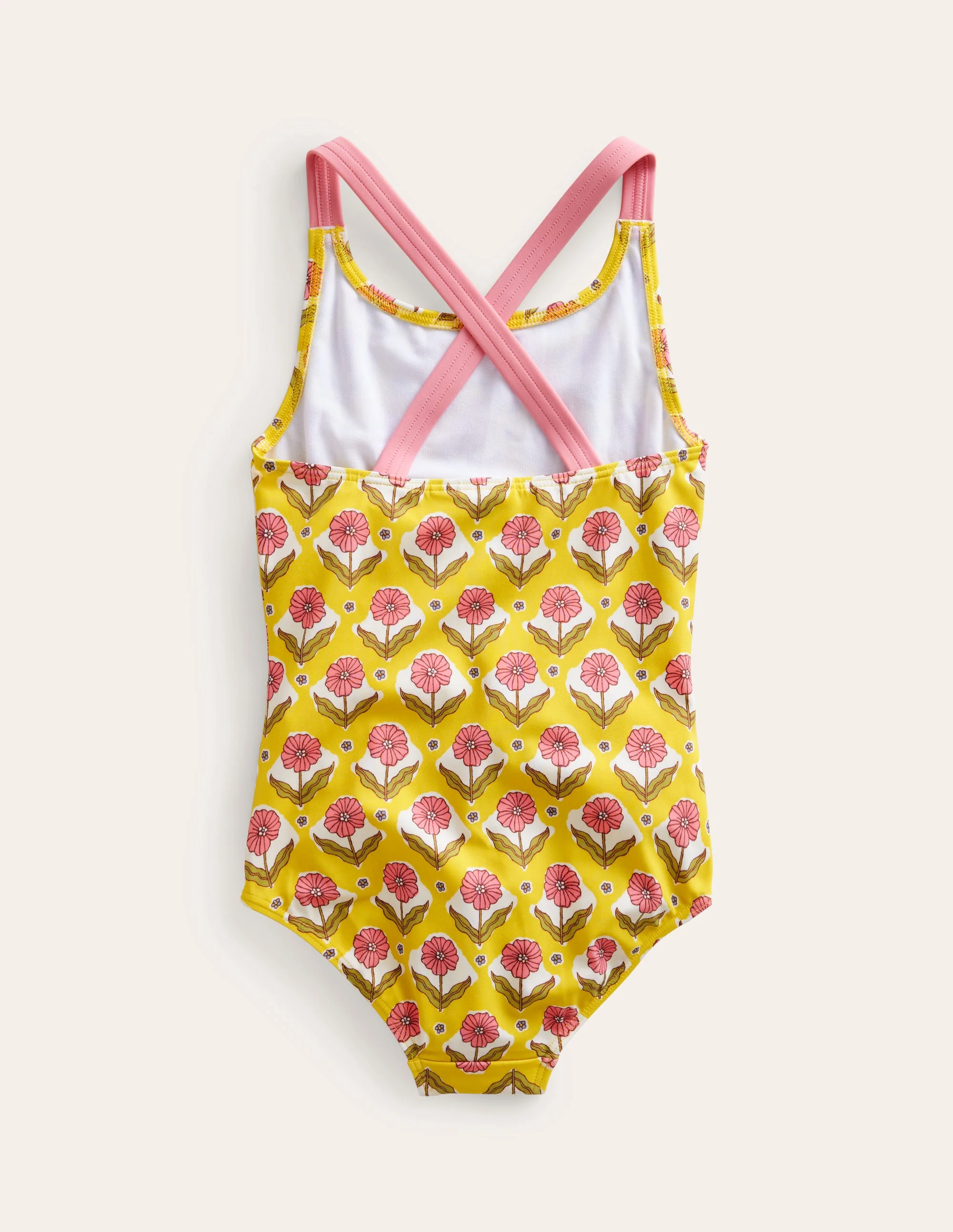 Cross-back Printed Swimsuit-Sweetcorn Woodblock Flower - Image 2