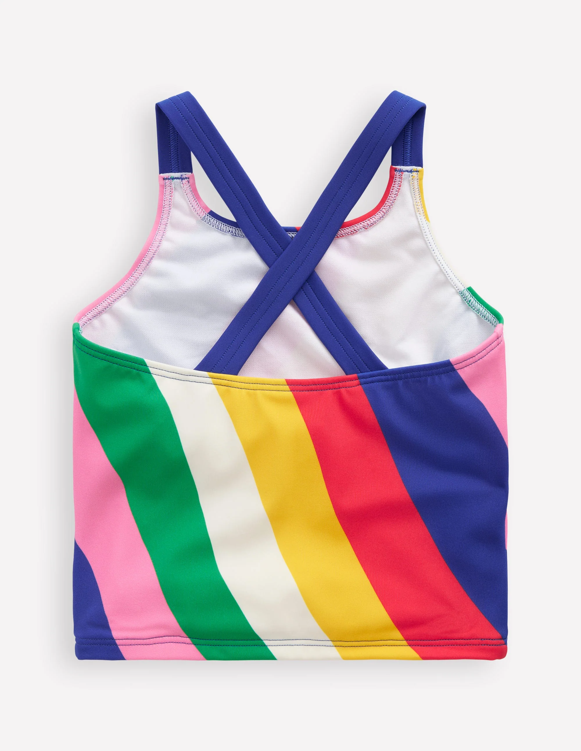 Cross-back Tankini Top-Multi Rainbow Swirl - Image 2