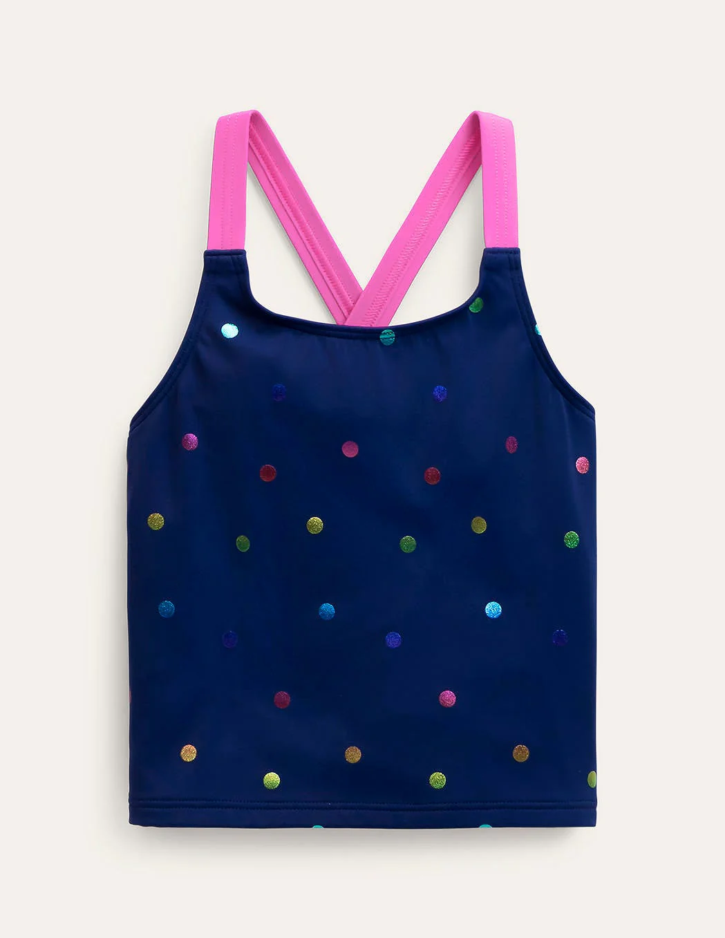 Cross Back Tankini Top-Rainbow Foil Confetti Spot