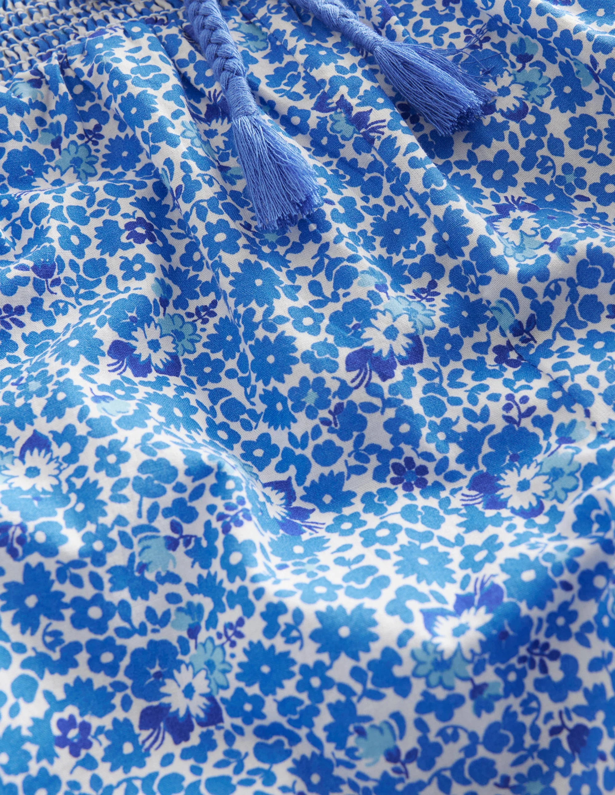 Cuffed Holiday Pants-Blue and Aqua Ditsy Floral - Image 3