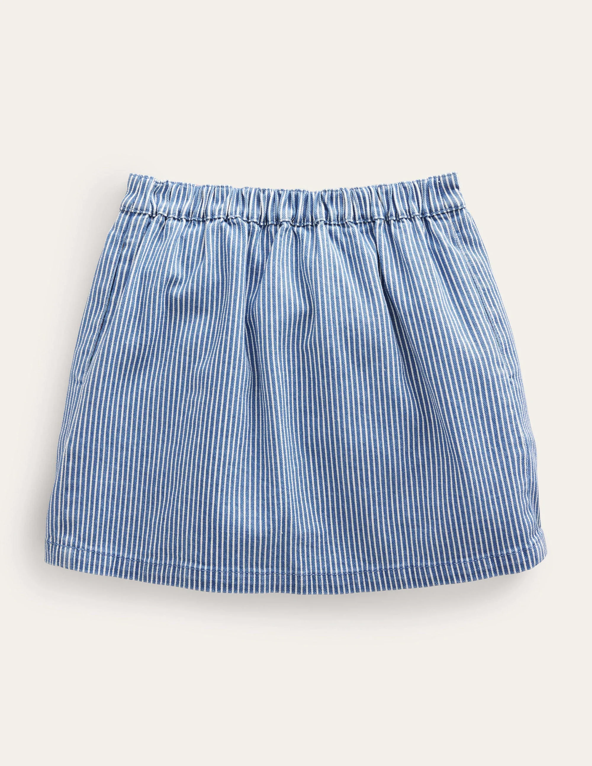 Denim Button Through Skirt-Indigo Ticking - Image 2