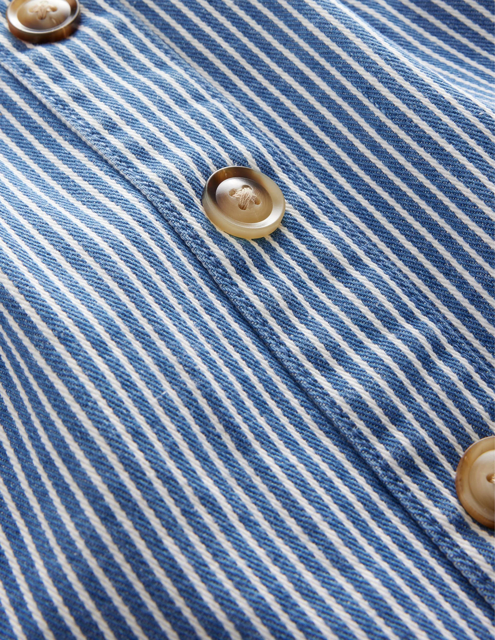 Denim Button Through Skirt-Indigo Ticking - Image 3