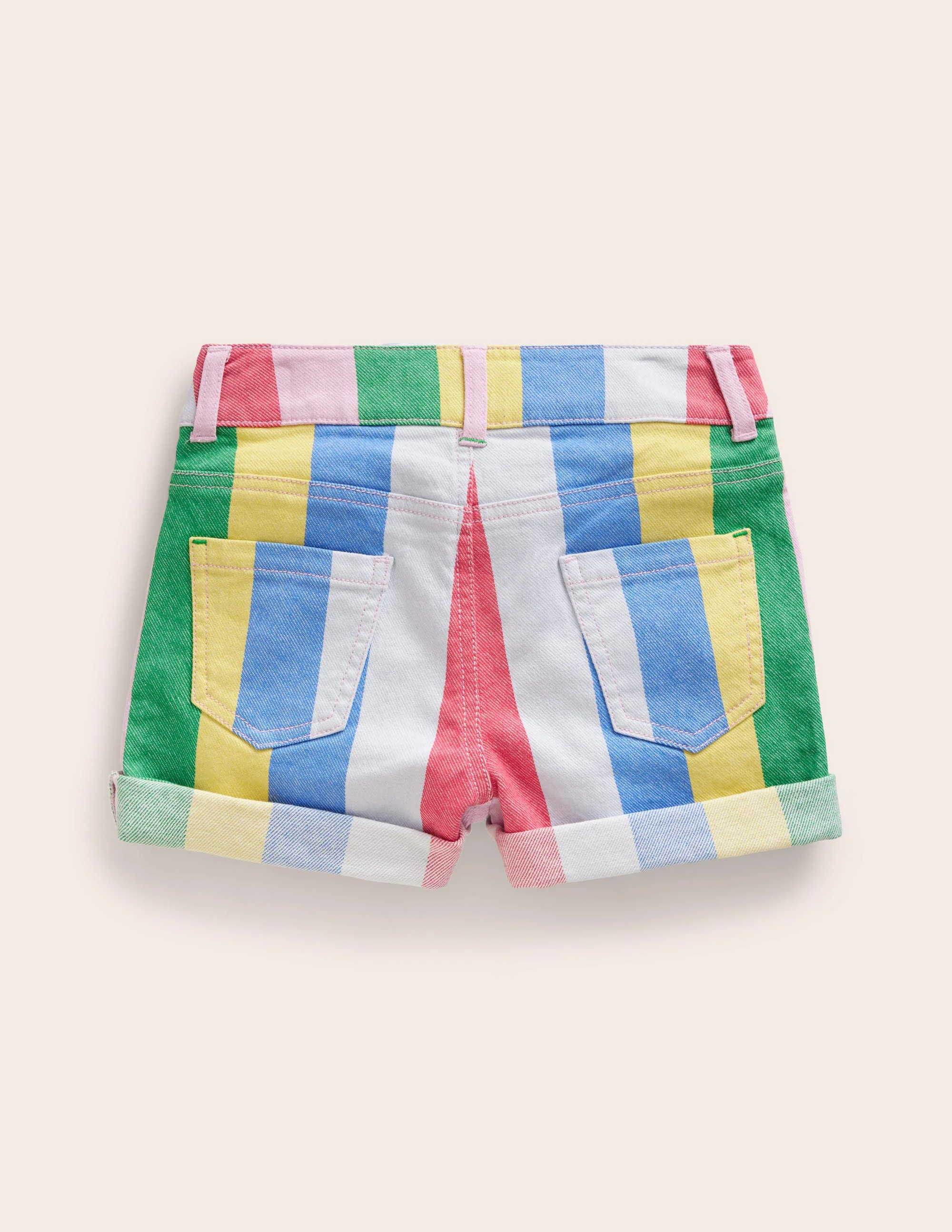 Denim Shorts-Multi Rainbow Stripe - Image 2