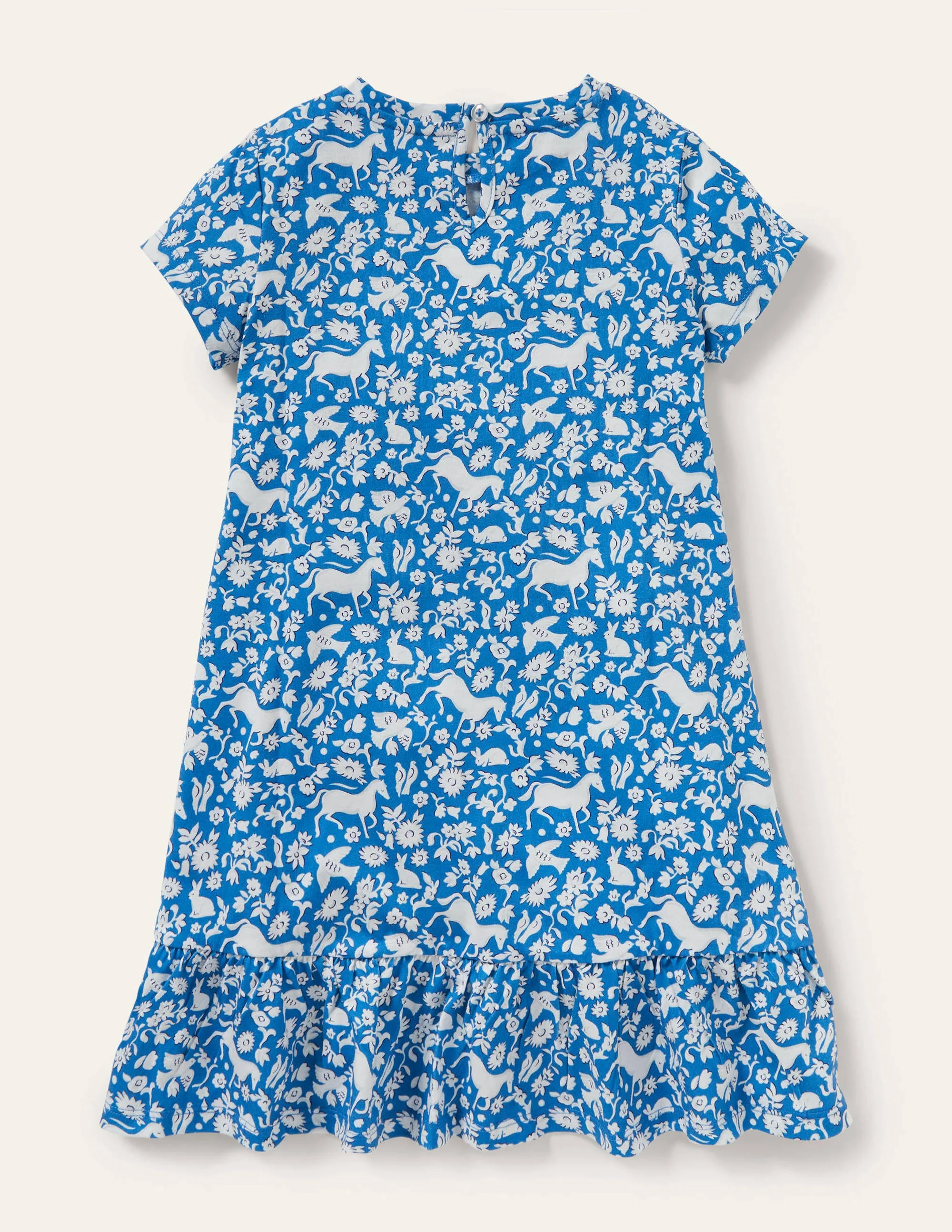 Drop Hem Jersey Dress-Elizabethan Blue Wild Ponies - Image 2
