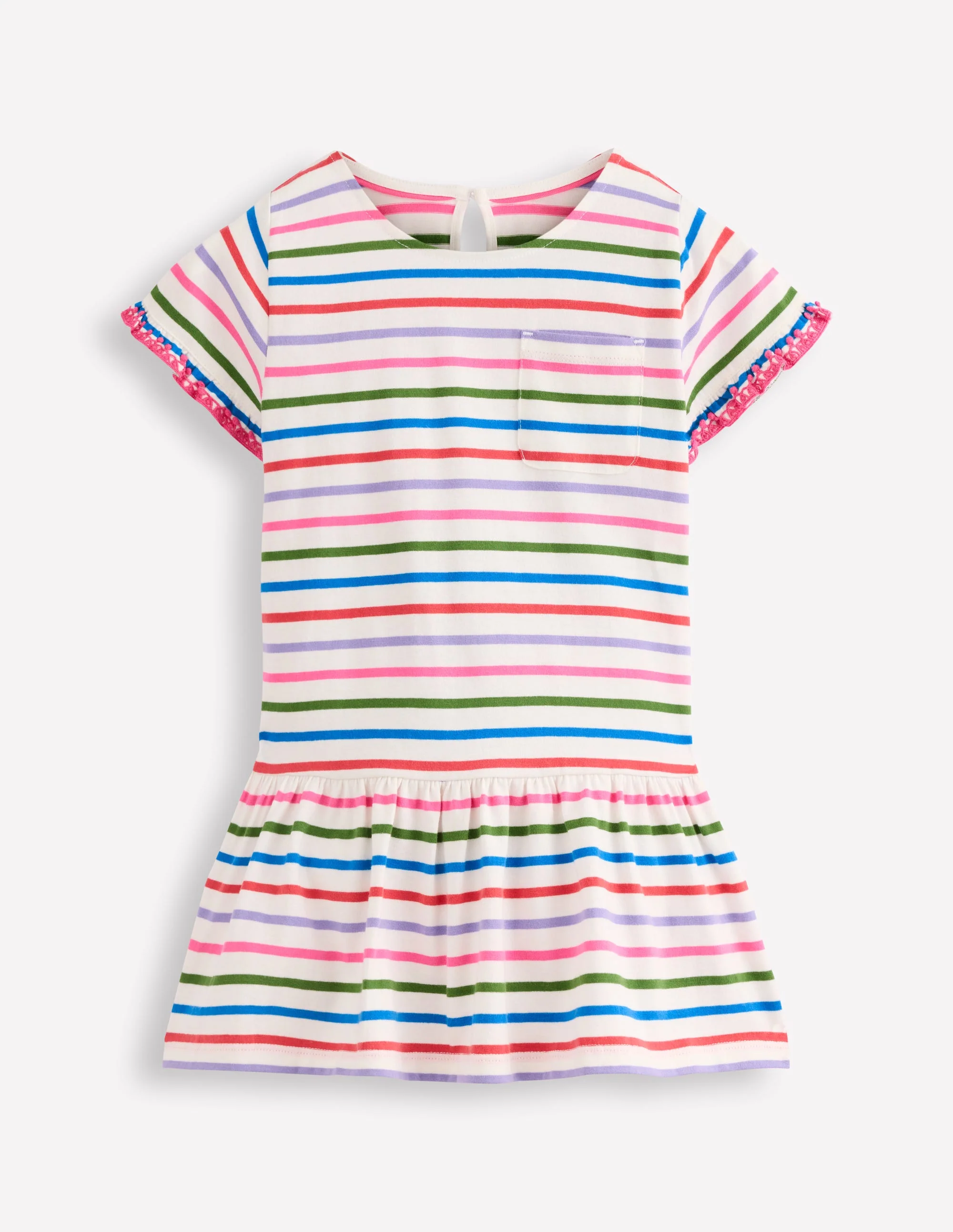 Dropped Sleeve Tunic-Multi Stripe