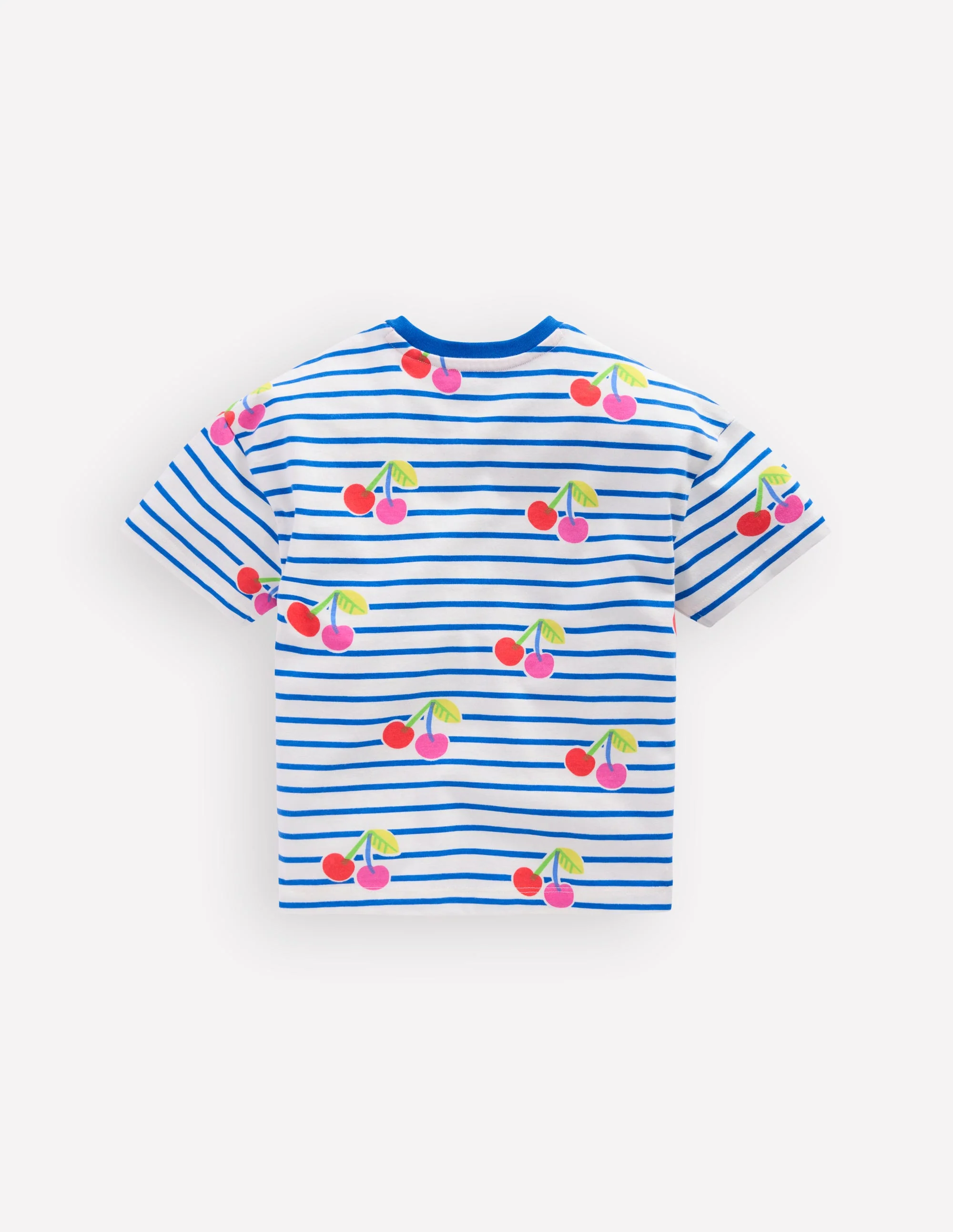 Easy Breton T-shirt-Kingfisher Blue Cherries - Image 2