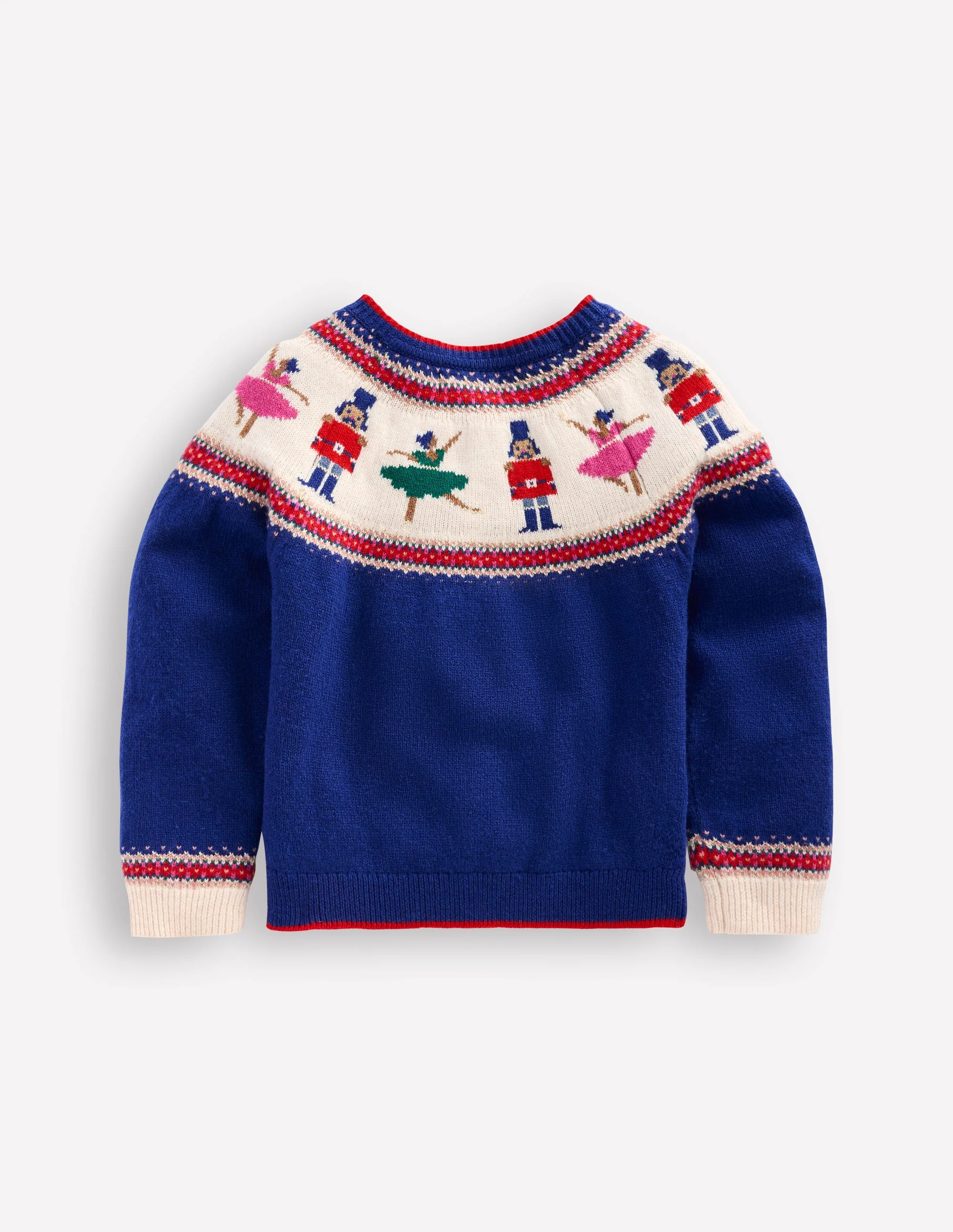 Edie Fair Isle Cardigan-Sapphire Blue Nutcracker - Image 3