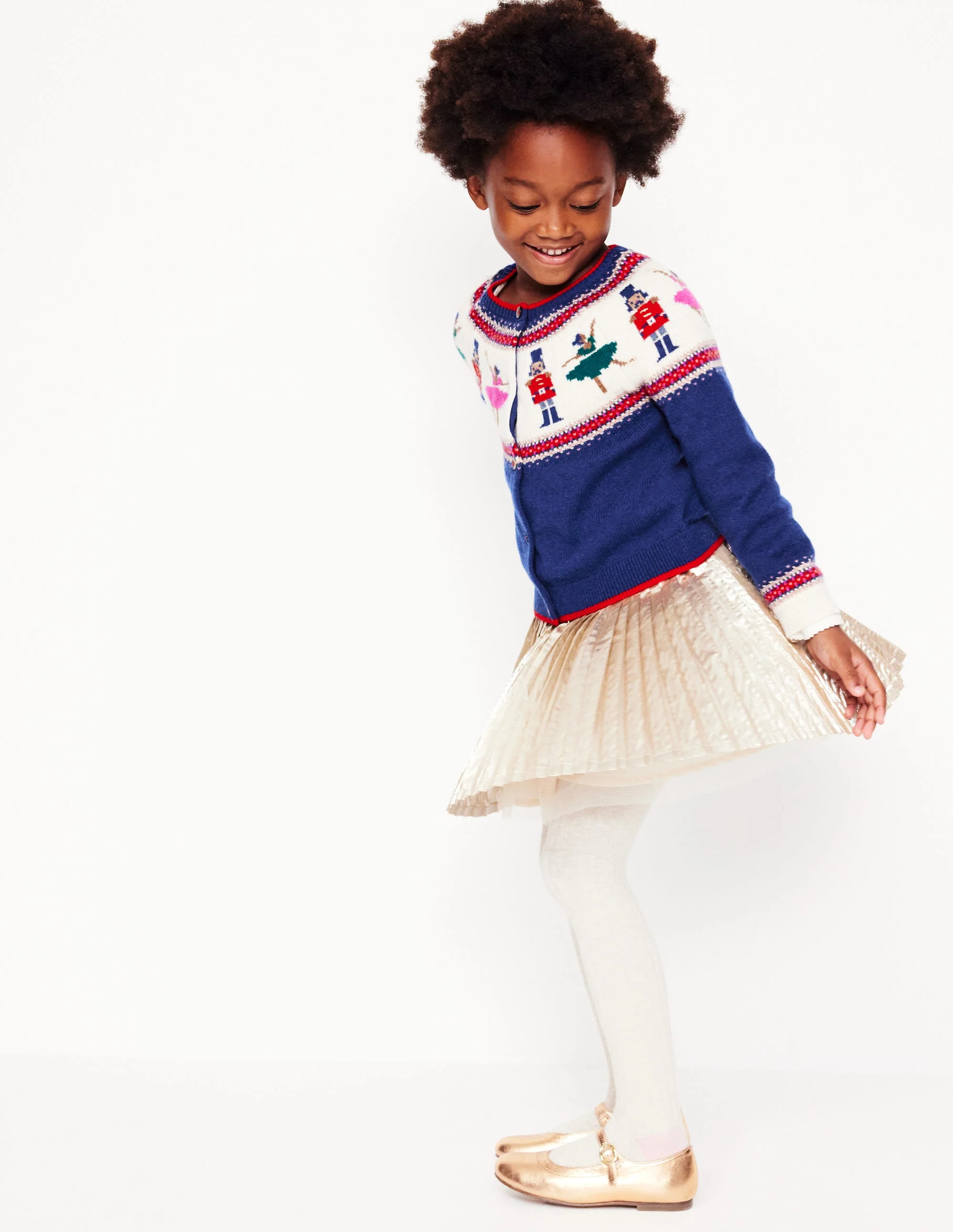 Edie Fair Isle Cardigan-Sapphire Blue Nutcracker - Image 6