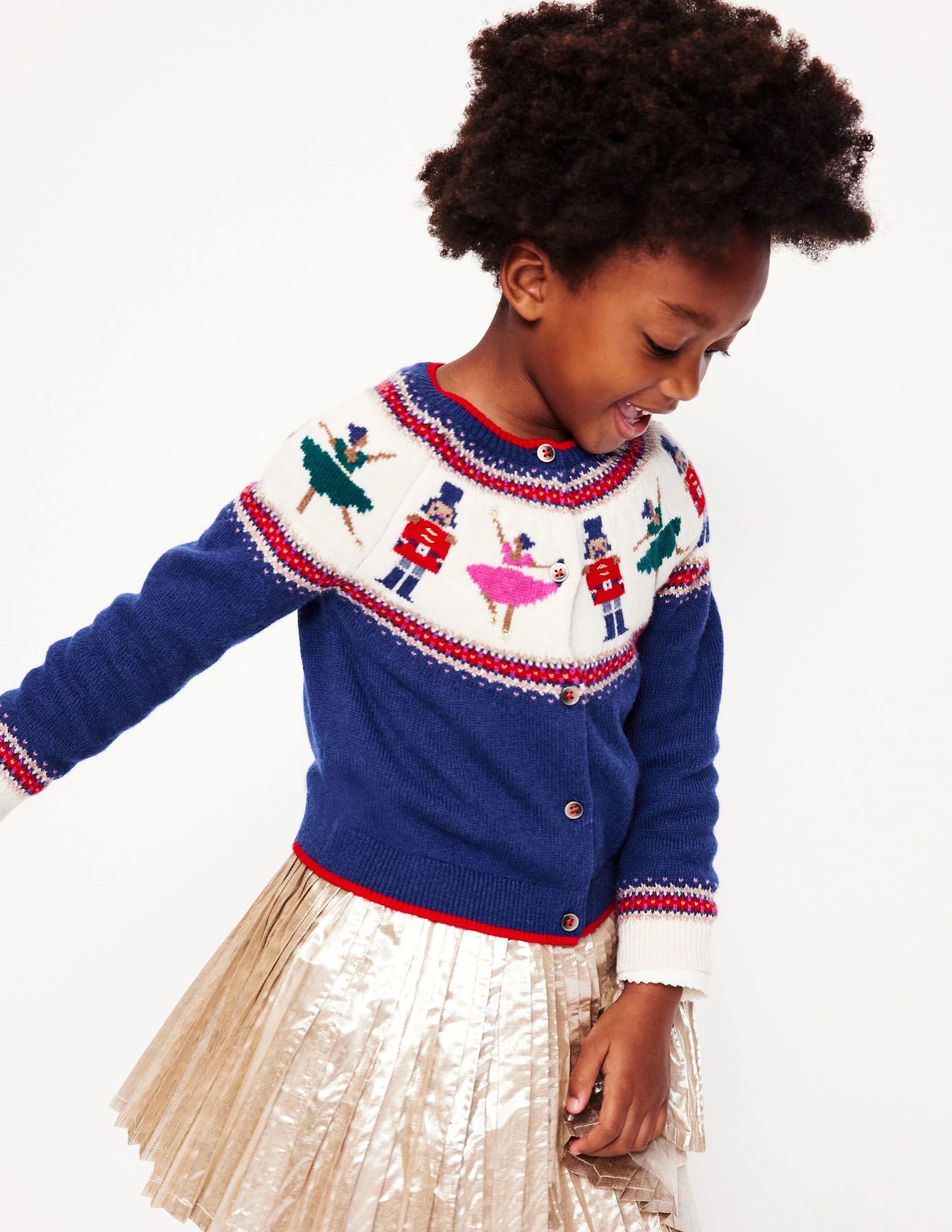 Edie Fair Isle Cardigan-Sapphire Blue Nutcracker - Image 7