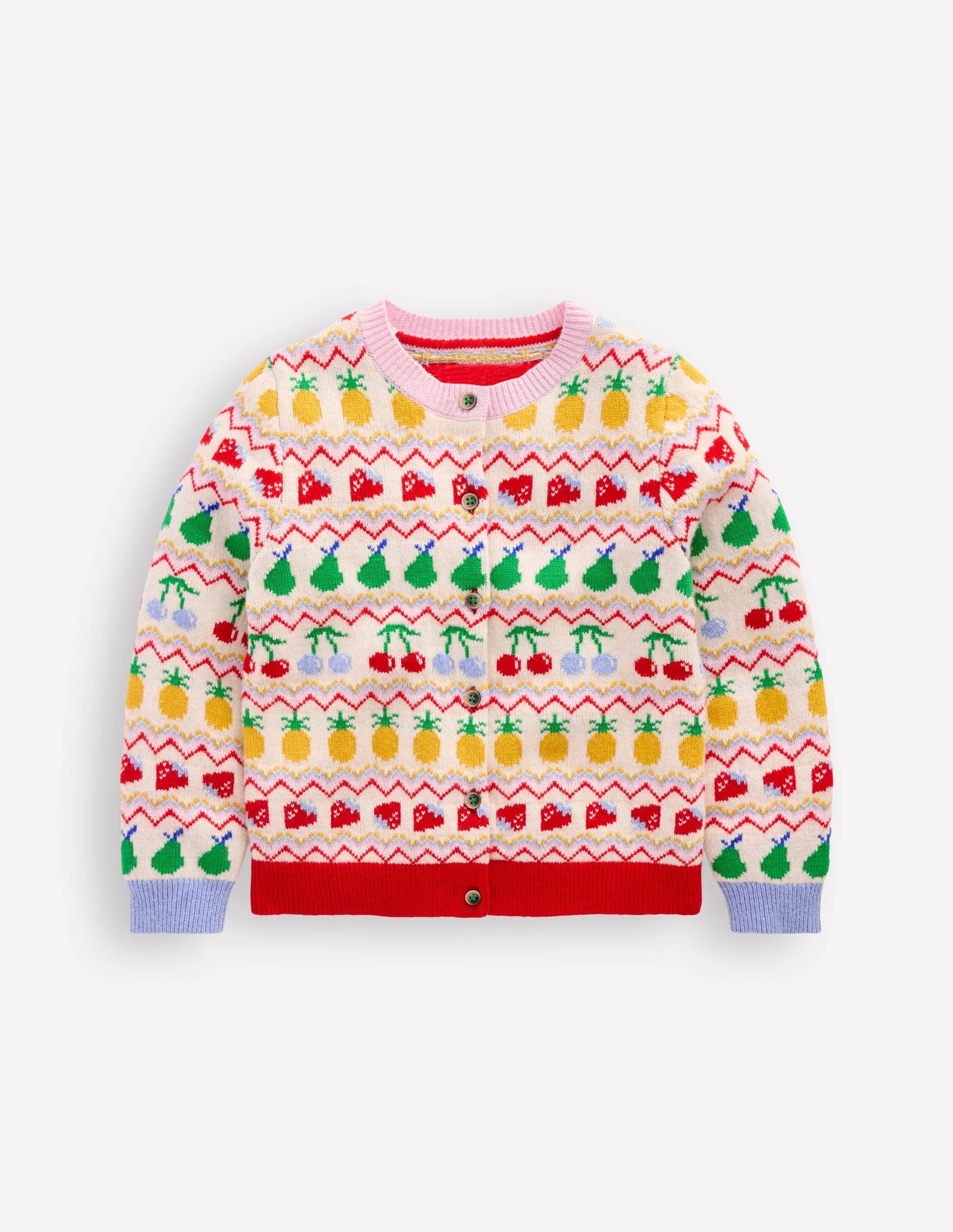 Edie Fun Fair Isle Cardigan-Multi Fruit