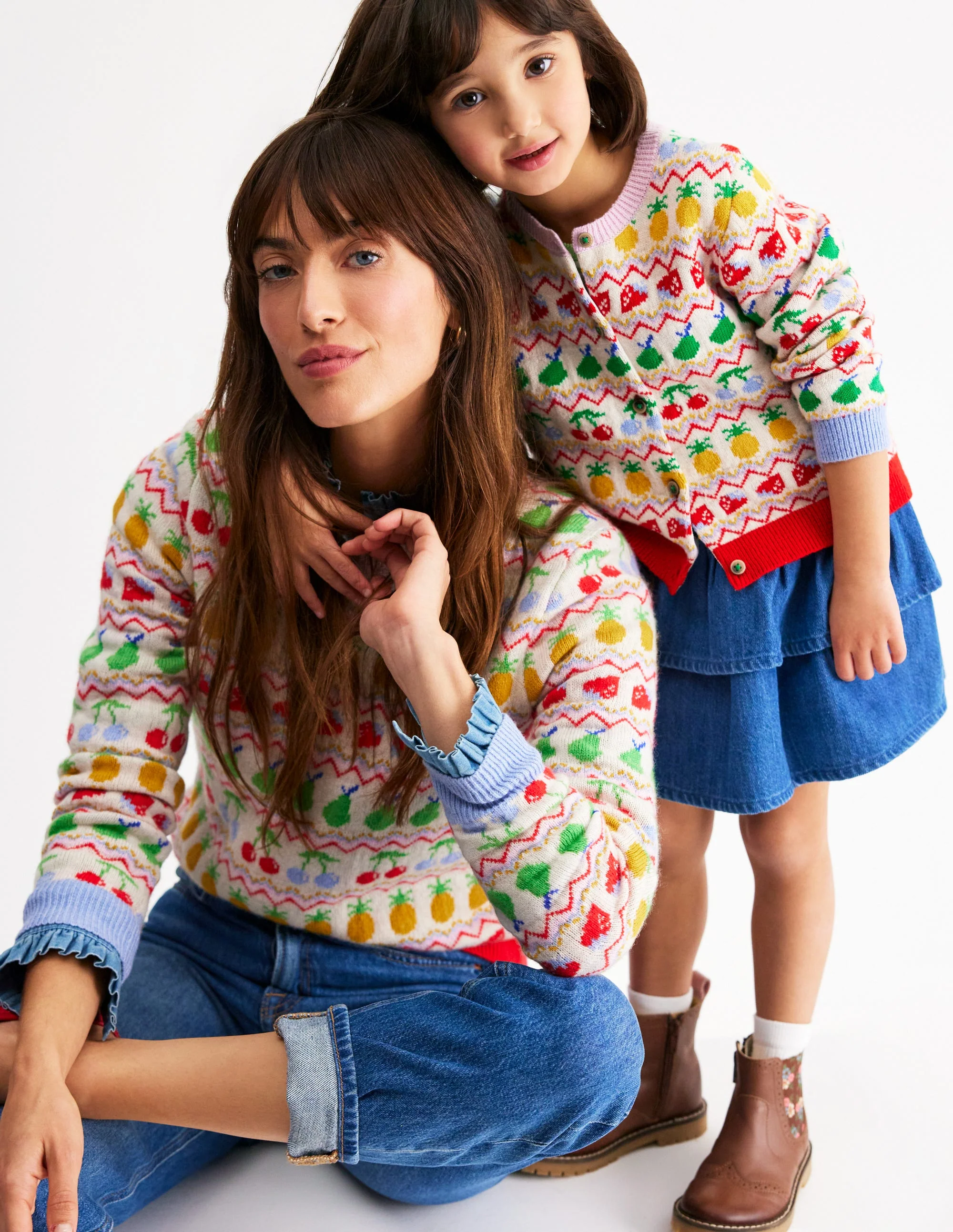 Edie Fun Fair Isle Cardigan-Multi Fruit - Image 5