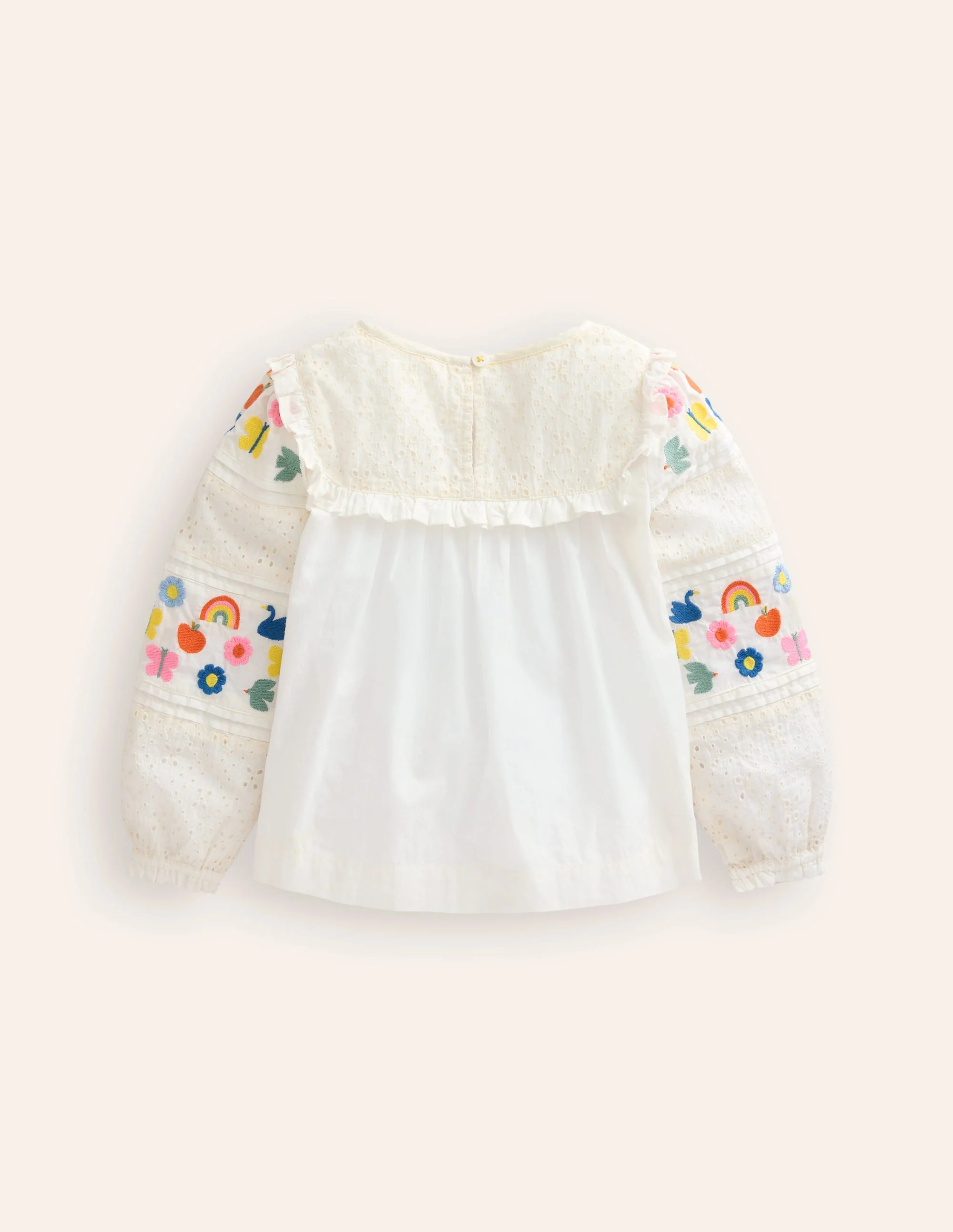 Embroidered Broderie Top-Vanilla White - Image 3