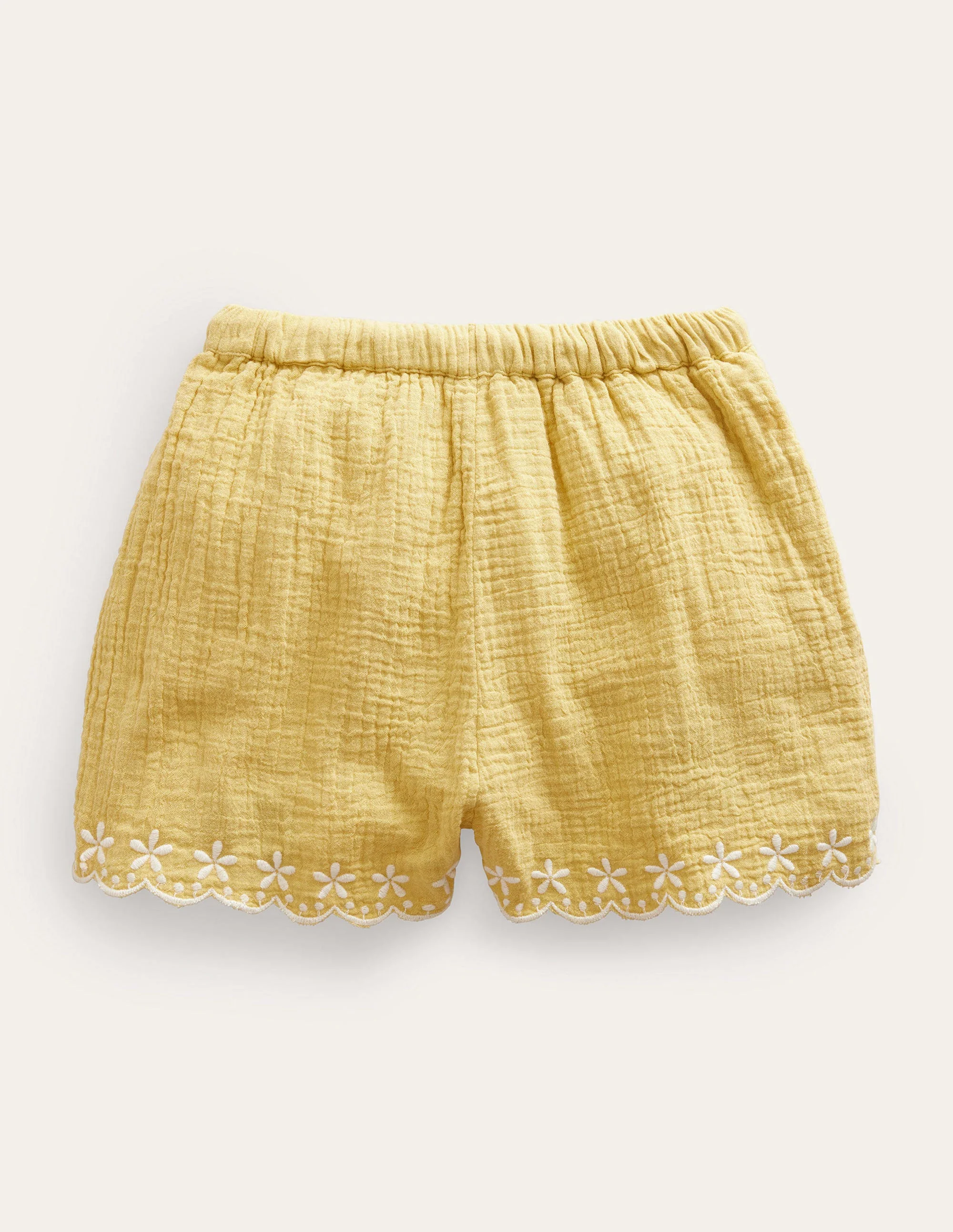 Embroidered Hem Shorts-Buttercup - Image 2