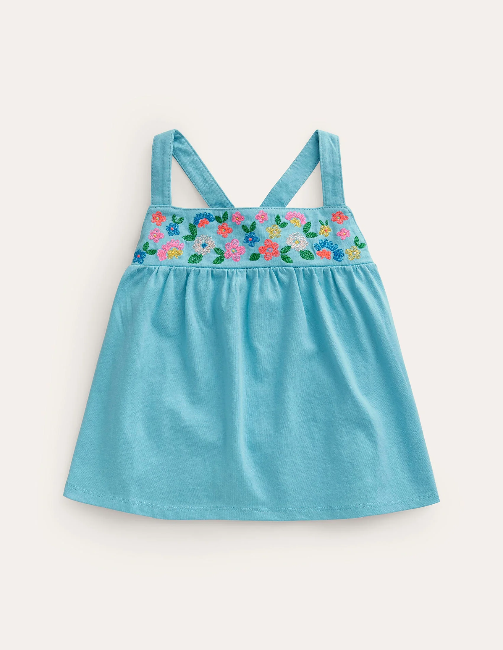 Embroidered Jersey Vest-Corsica Blue