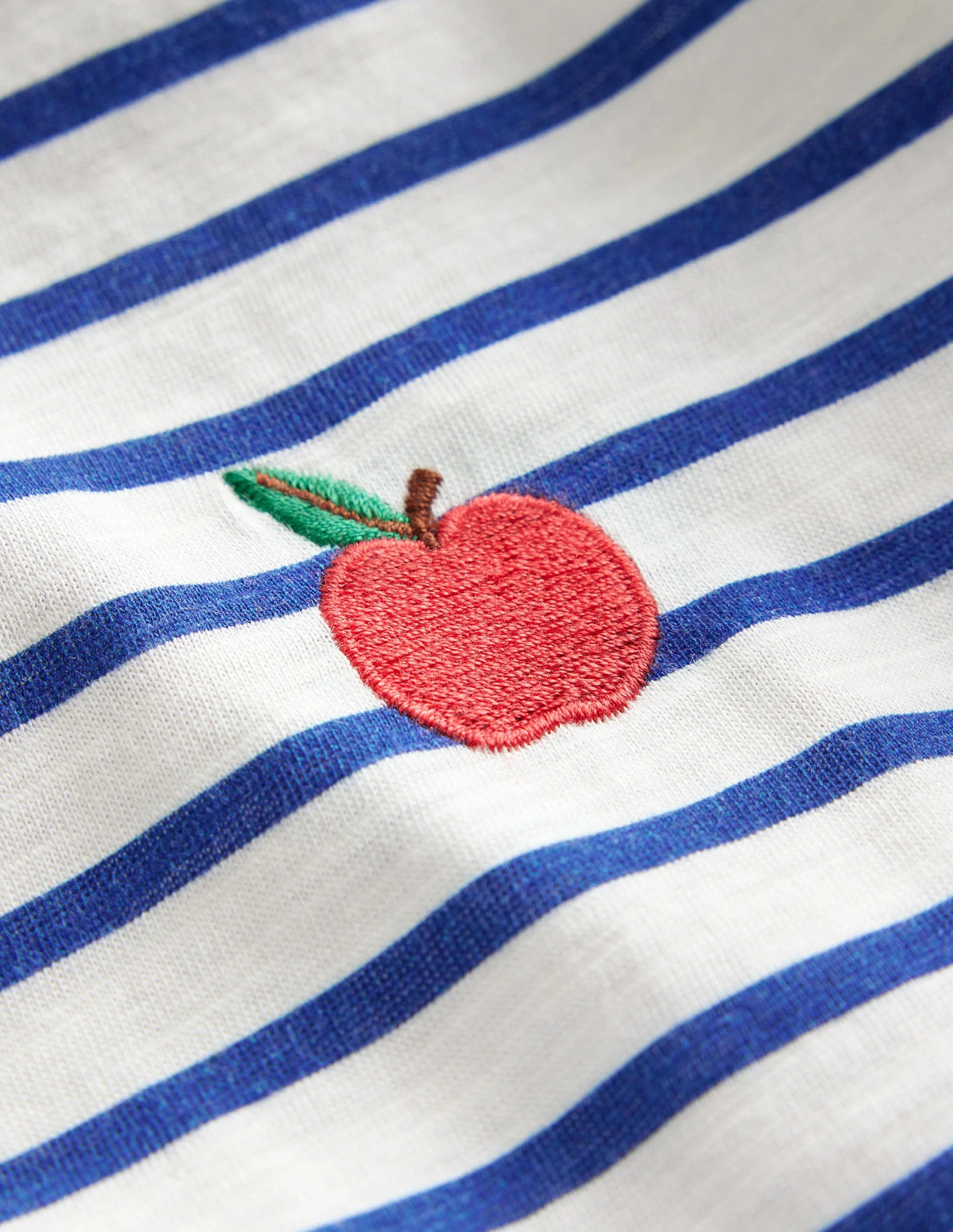 Embroidered Motif T-shirt-Delft blue/ivory - Image 3