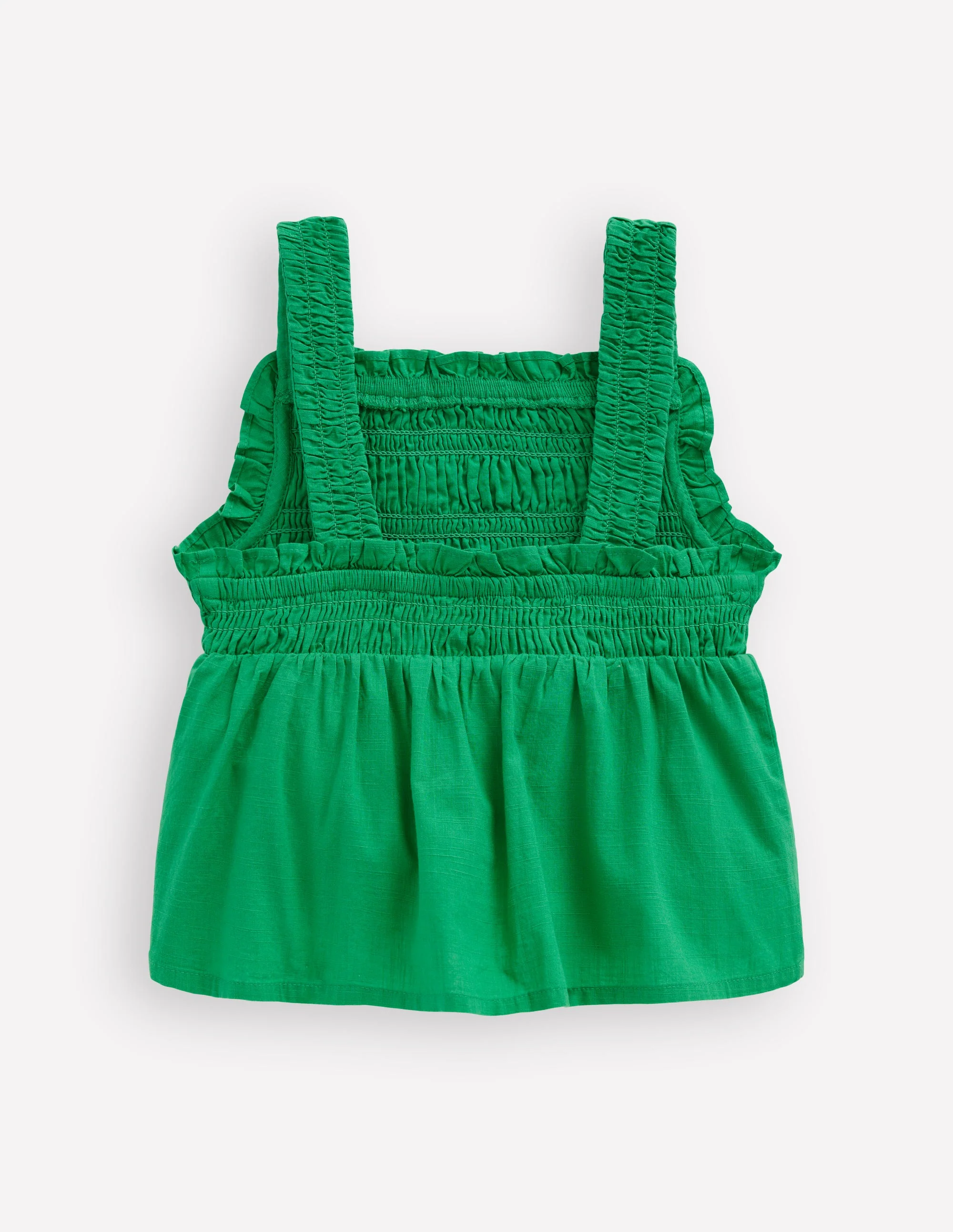 Embroidered Shirred Top-Sapling Green - Image 2