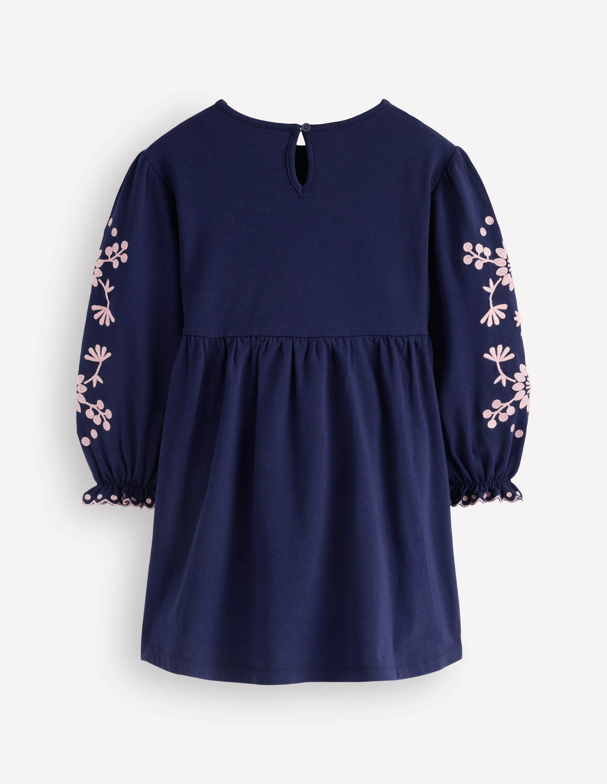 Embroidered Sleeve Dress-Denim Blue - Image 2