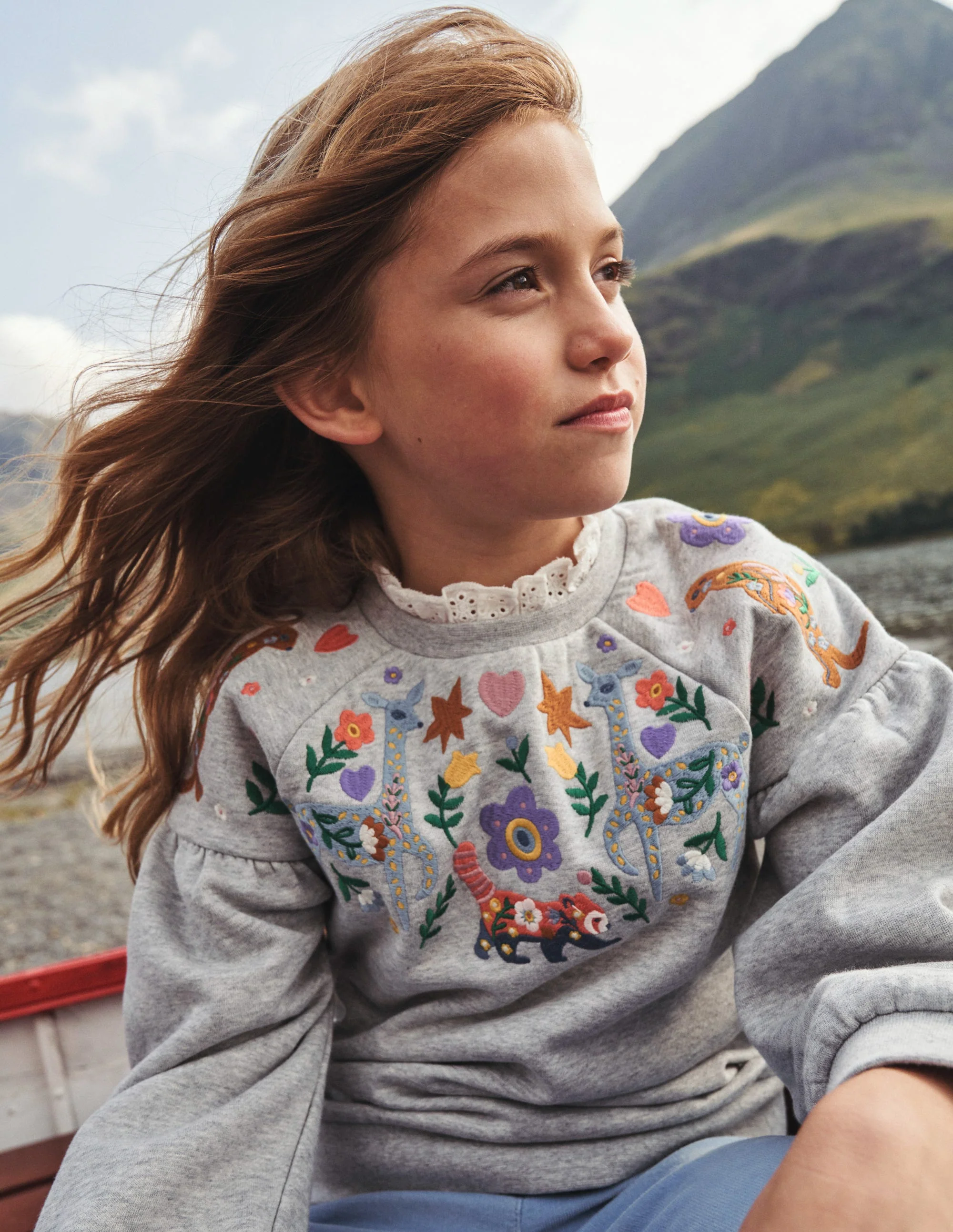 Embroidered Sweatshirt-Grey Marl Animals - Image 4