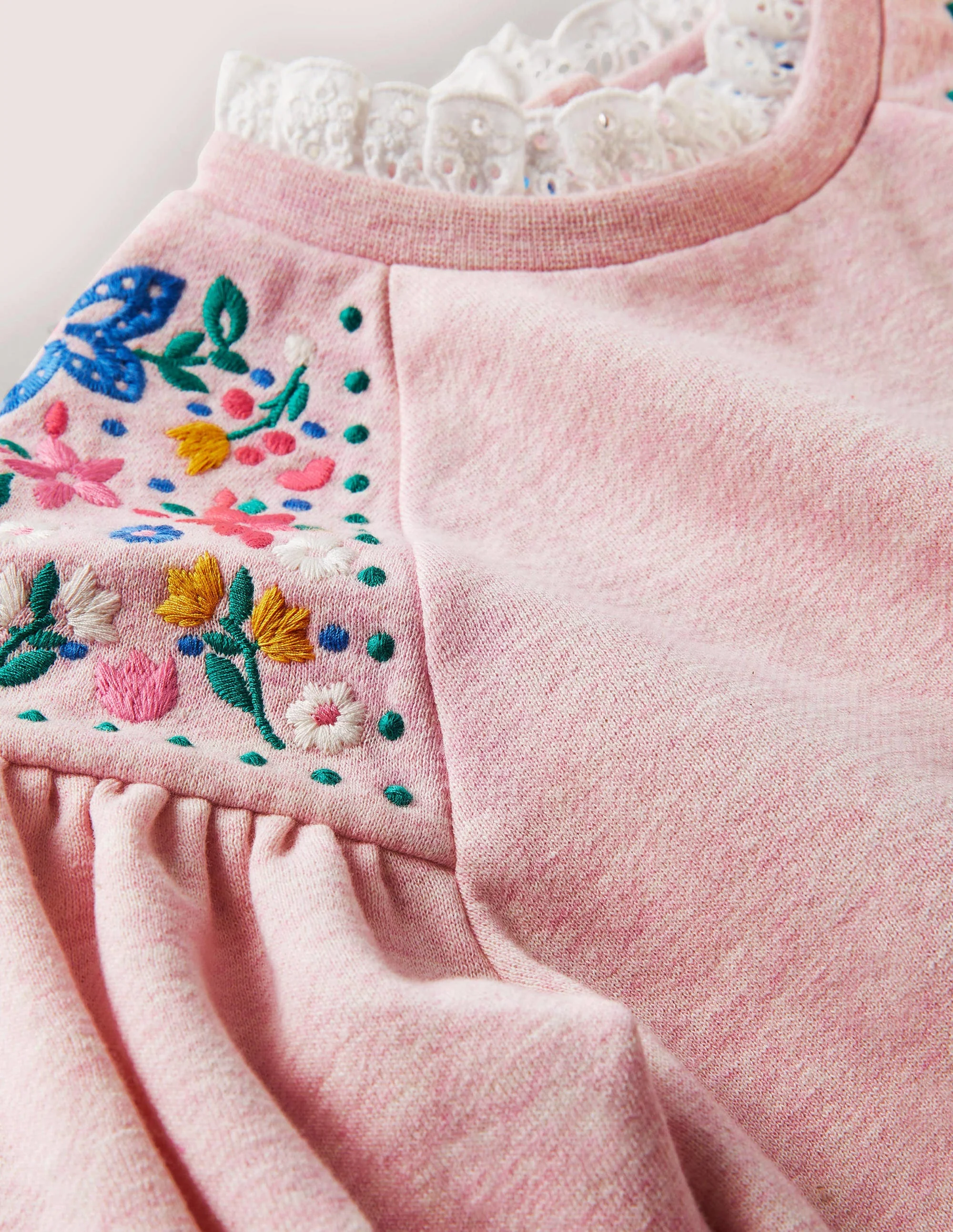 Embroidered Sweatshirt-Pink Marl - Image 3