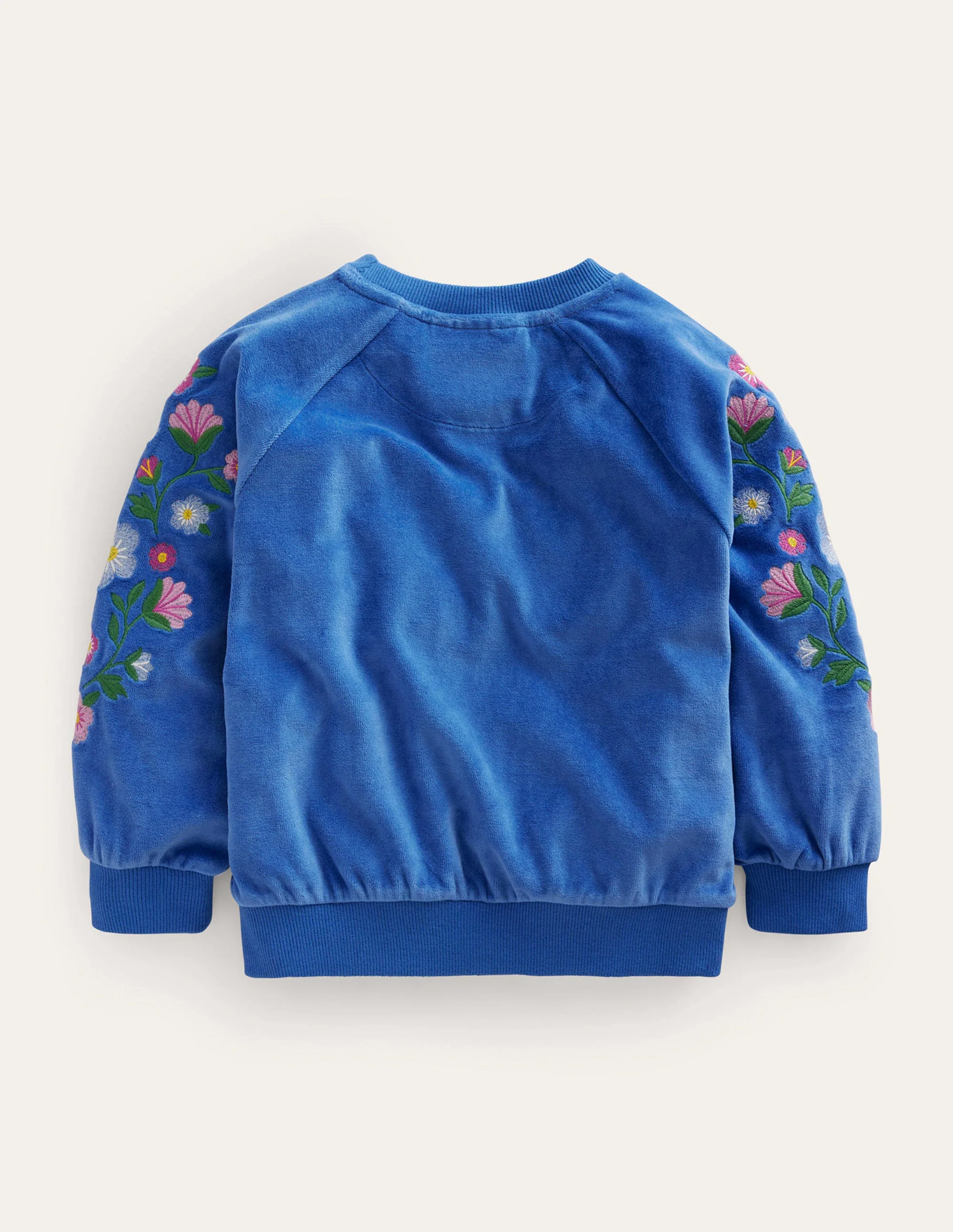 Embroidered Velour Sweat-Delft Blue Floral - Image 2