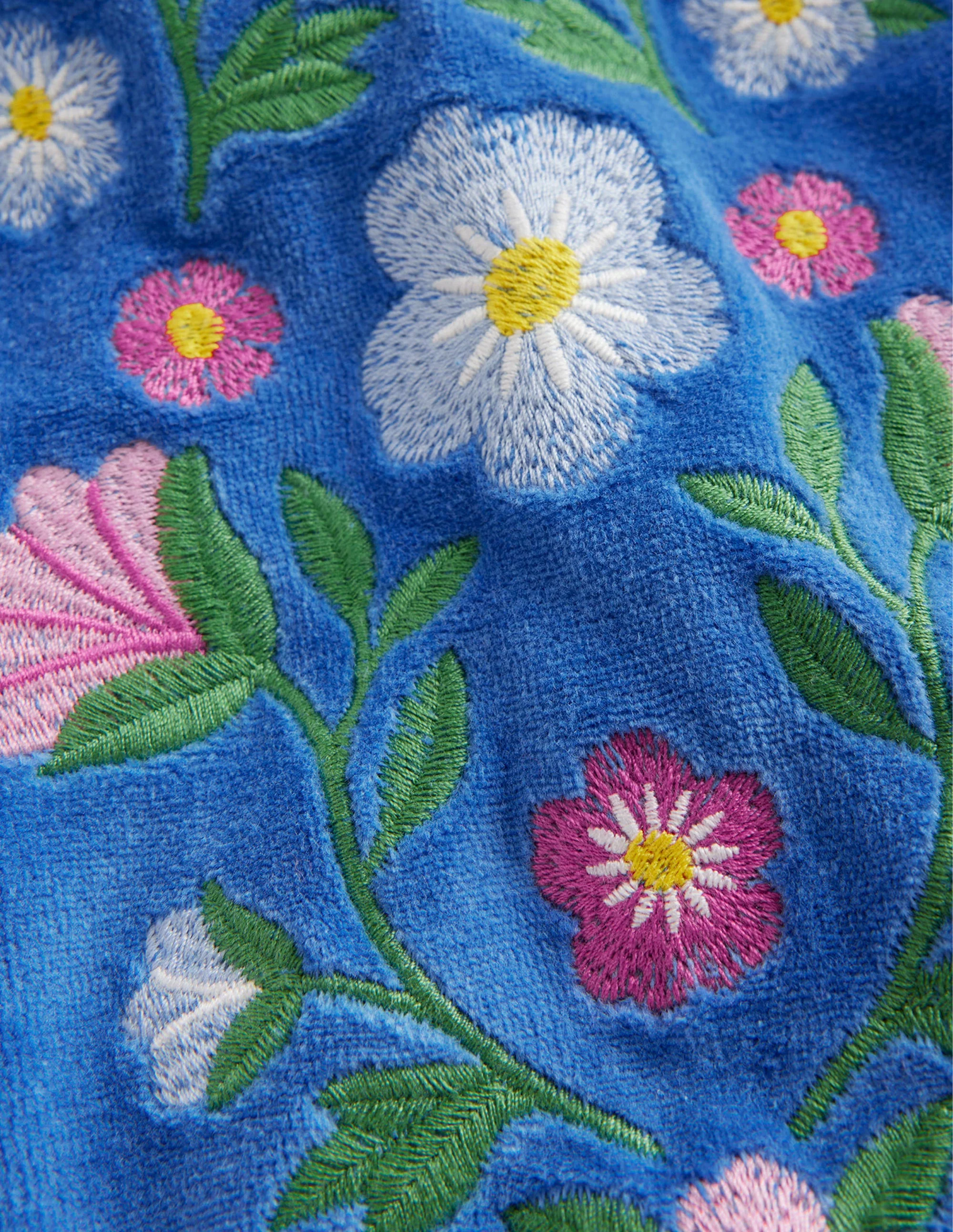 Embroidered Velour Sweat-Delft Blue Floral - Image 3