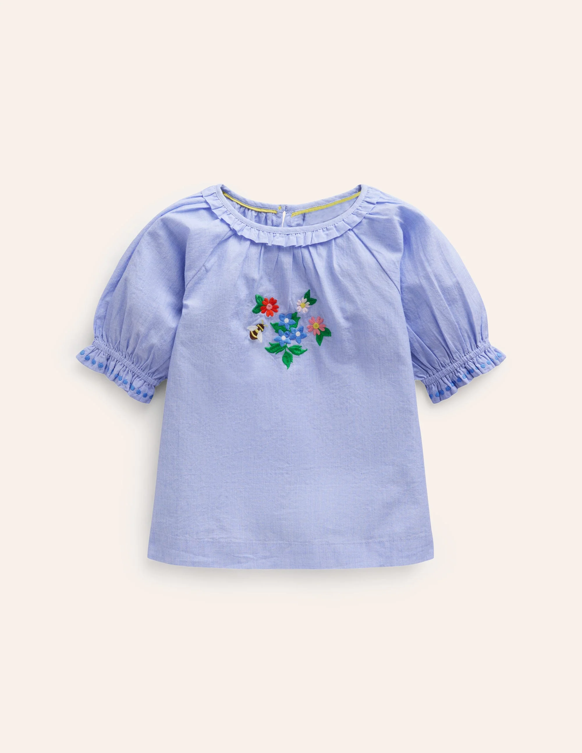Embroidered Woven Top-End on End