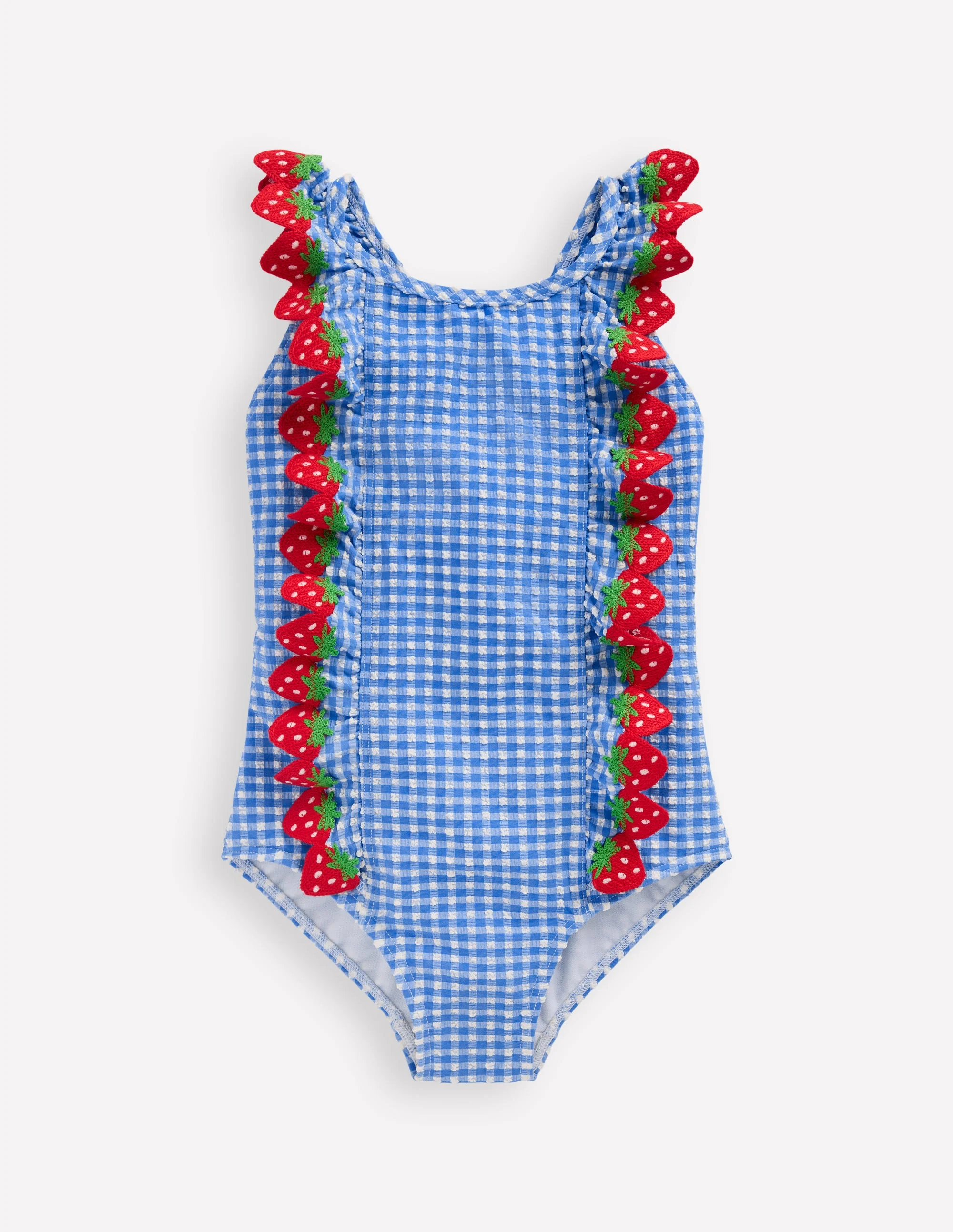 Flutter Trim Swimsuit-Glacier Blue Gingham - Image 3