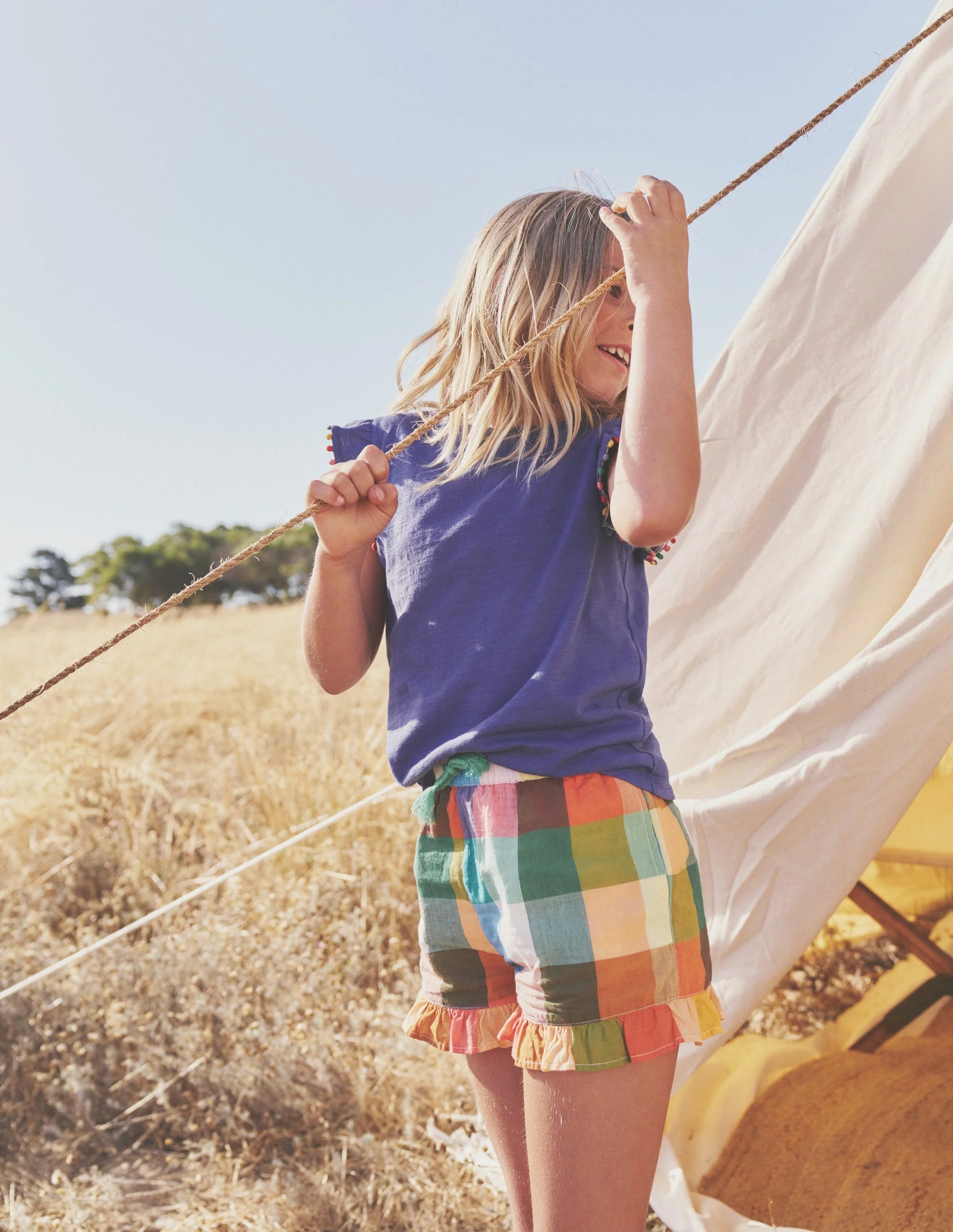 Frill Hem Woven Shorts-Bright Neon Multigingham - Image 6