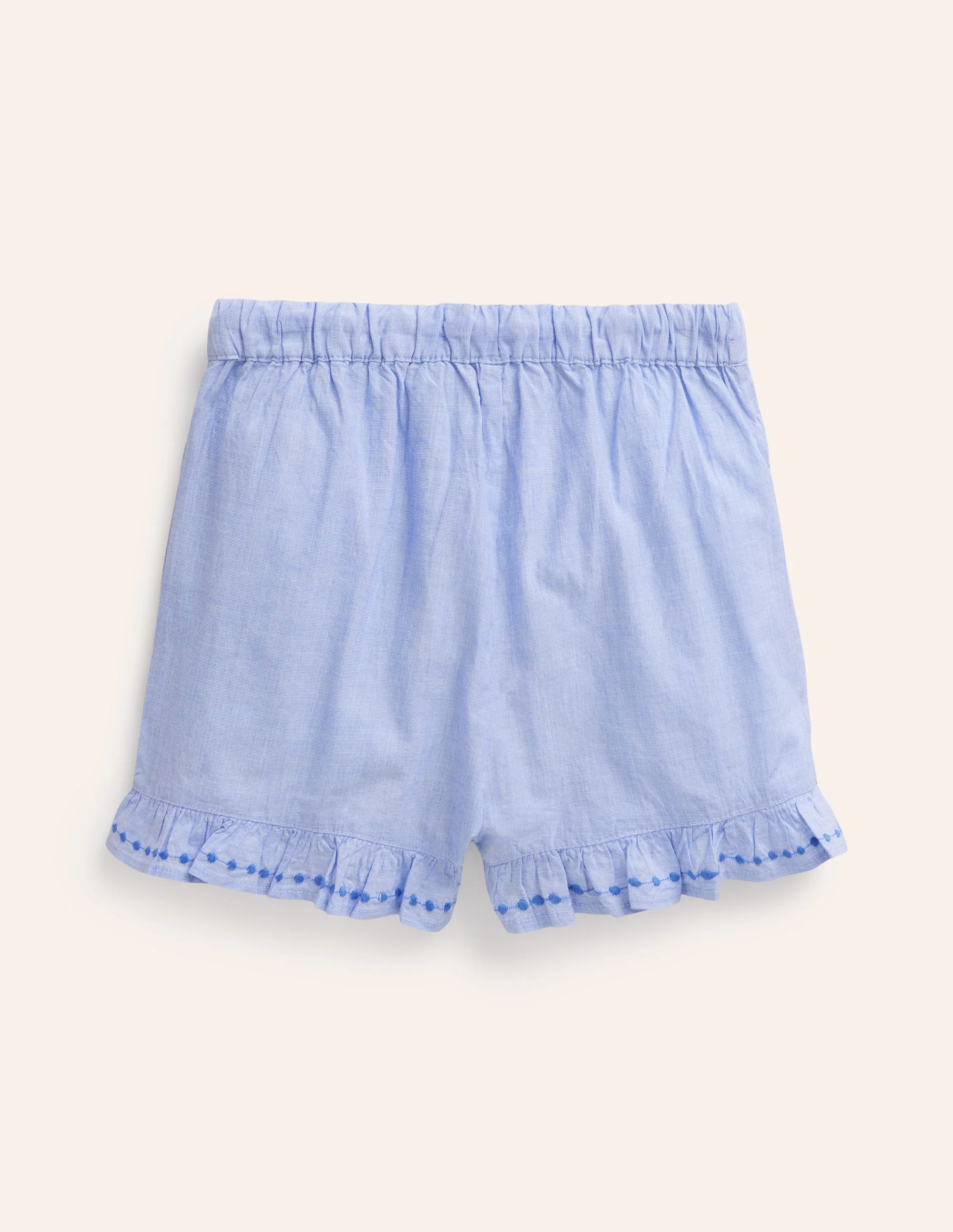 Frill Hem Woven Shorts-End on End Embroidery - Image 2