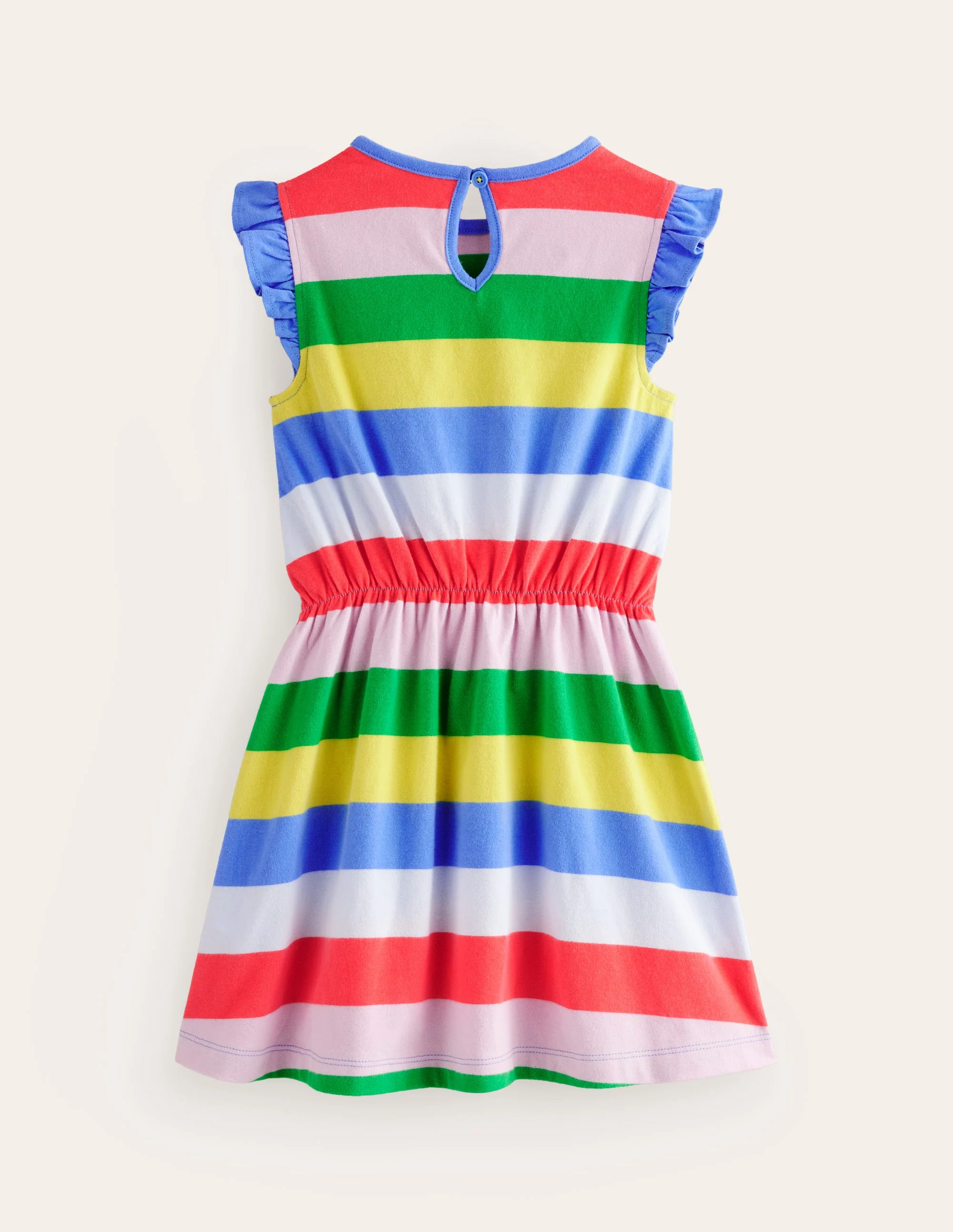 Frill Sleeve Jersey Dress-Multi Stripe - Image 2