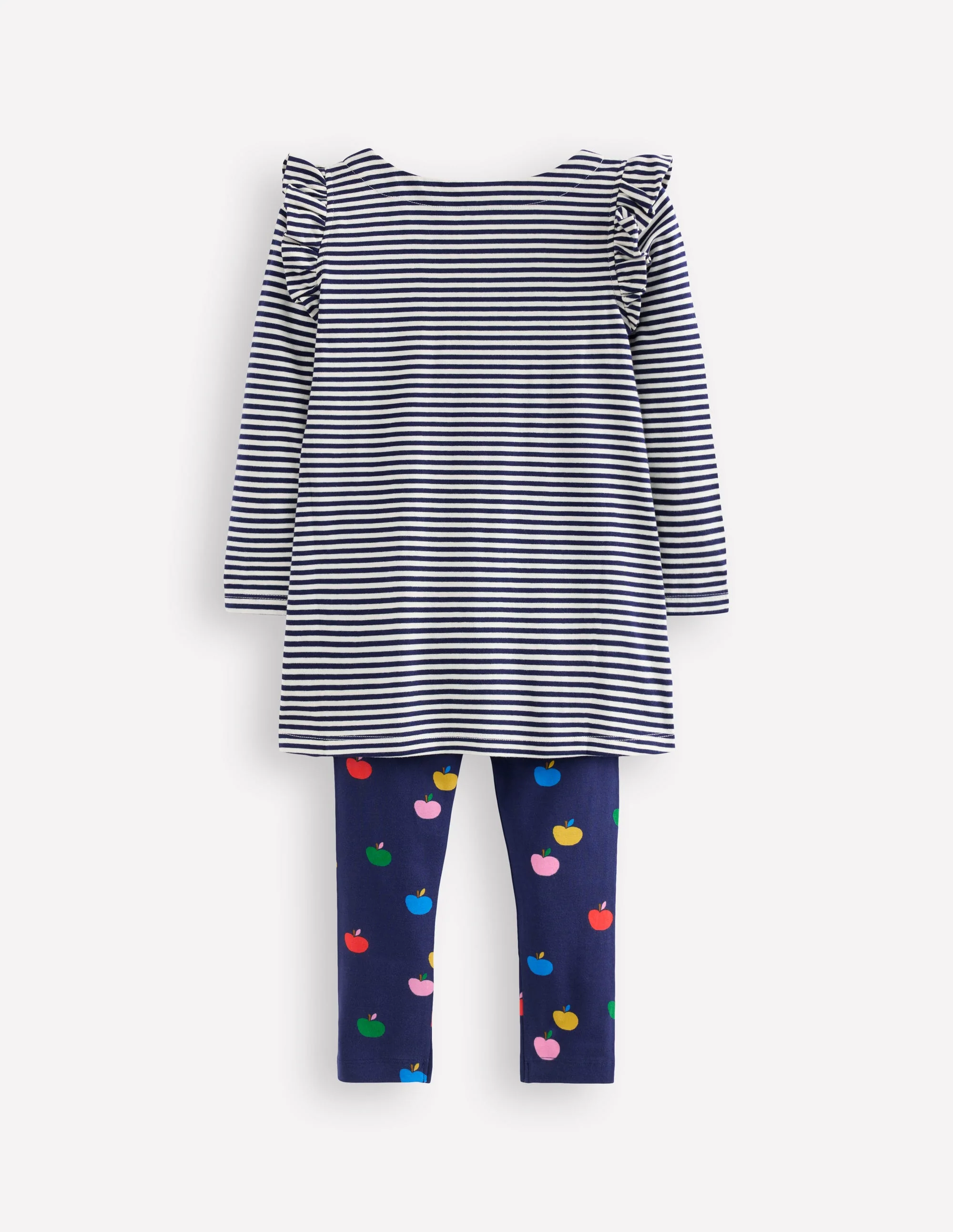 Frill Tunic Leggings Set-College Navy/ Ivory Apples - Image 2
