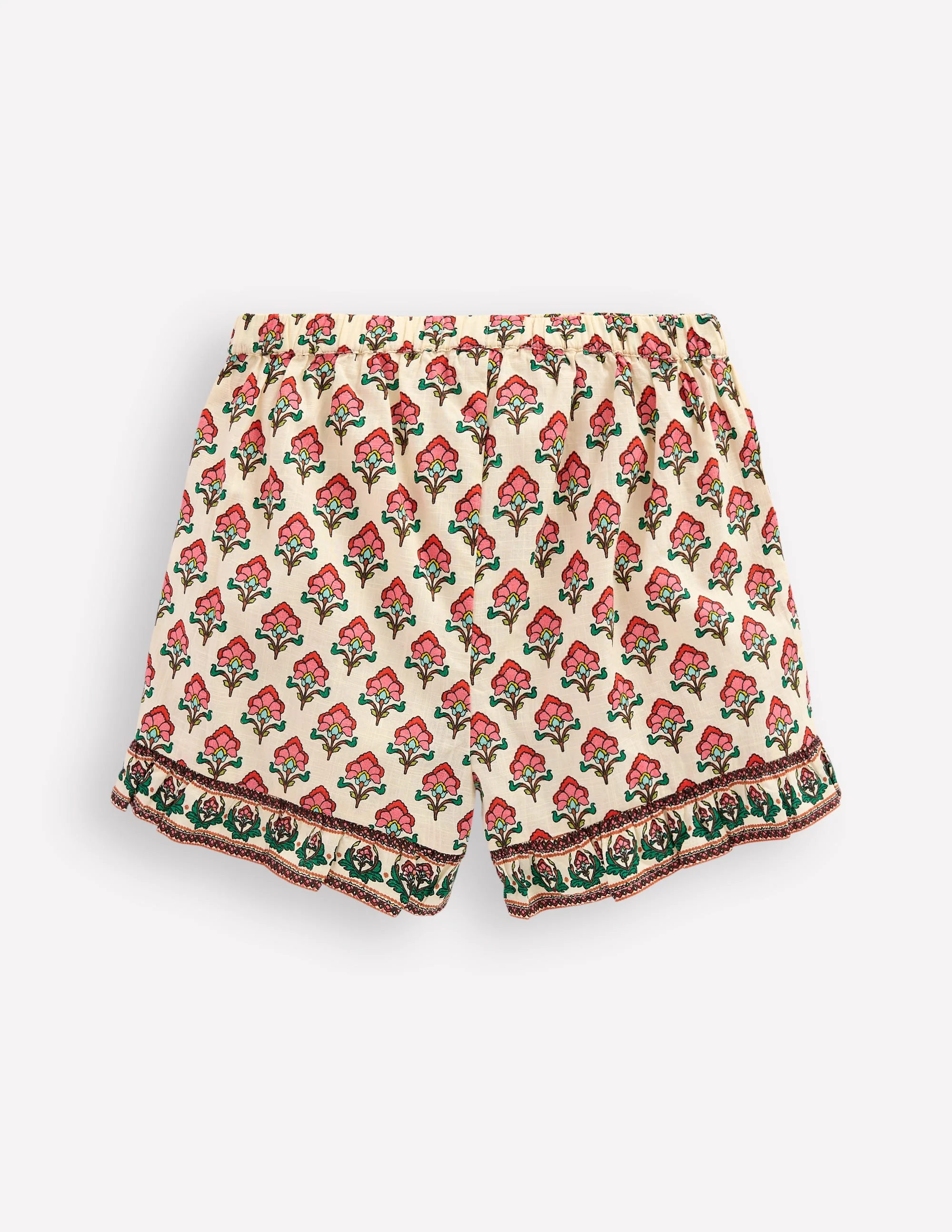 Frill Woven Shorts-Woodblock Ivory Floral - Image 2