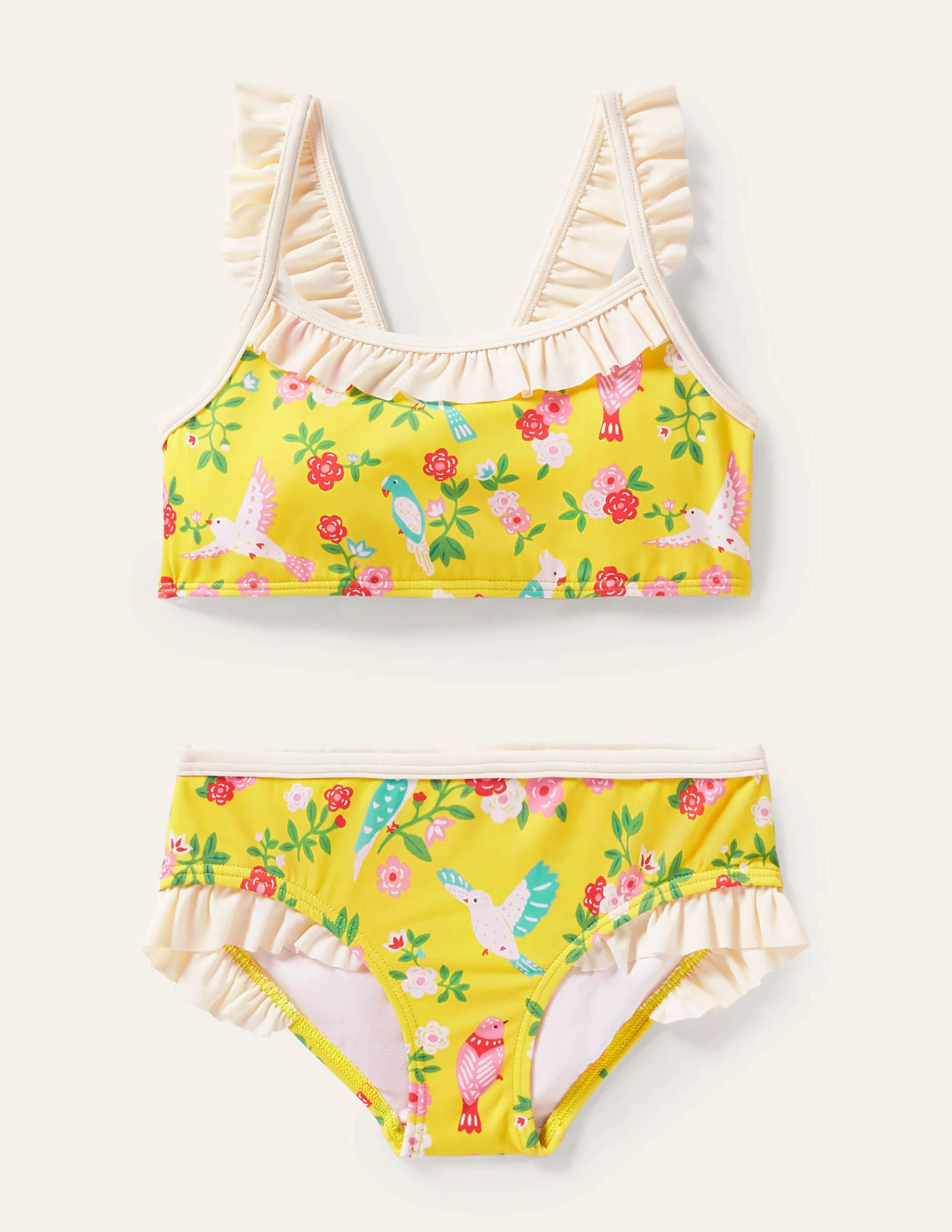 Frilly Strap Bikini Set-Sweetcorn Tropical Garden