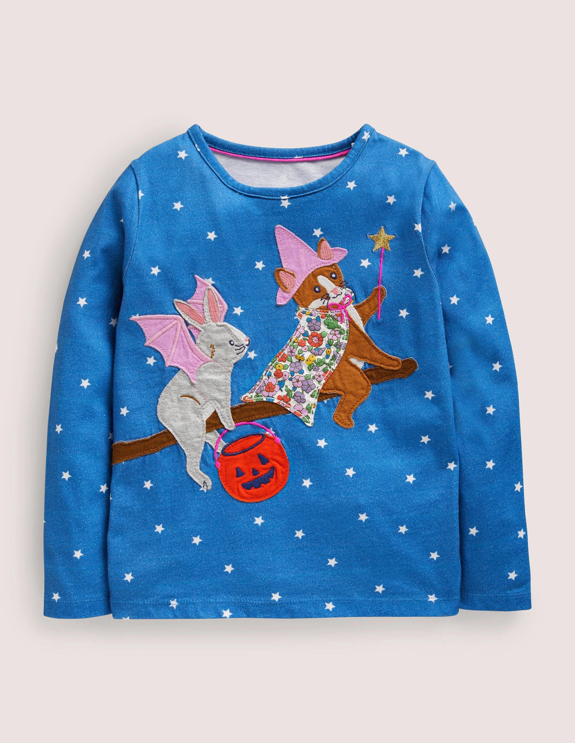 Front & Back Halloween Top-Bright Marina Blue Stars